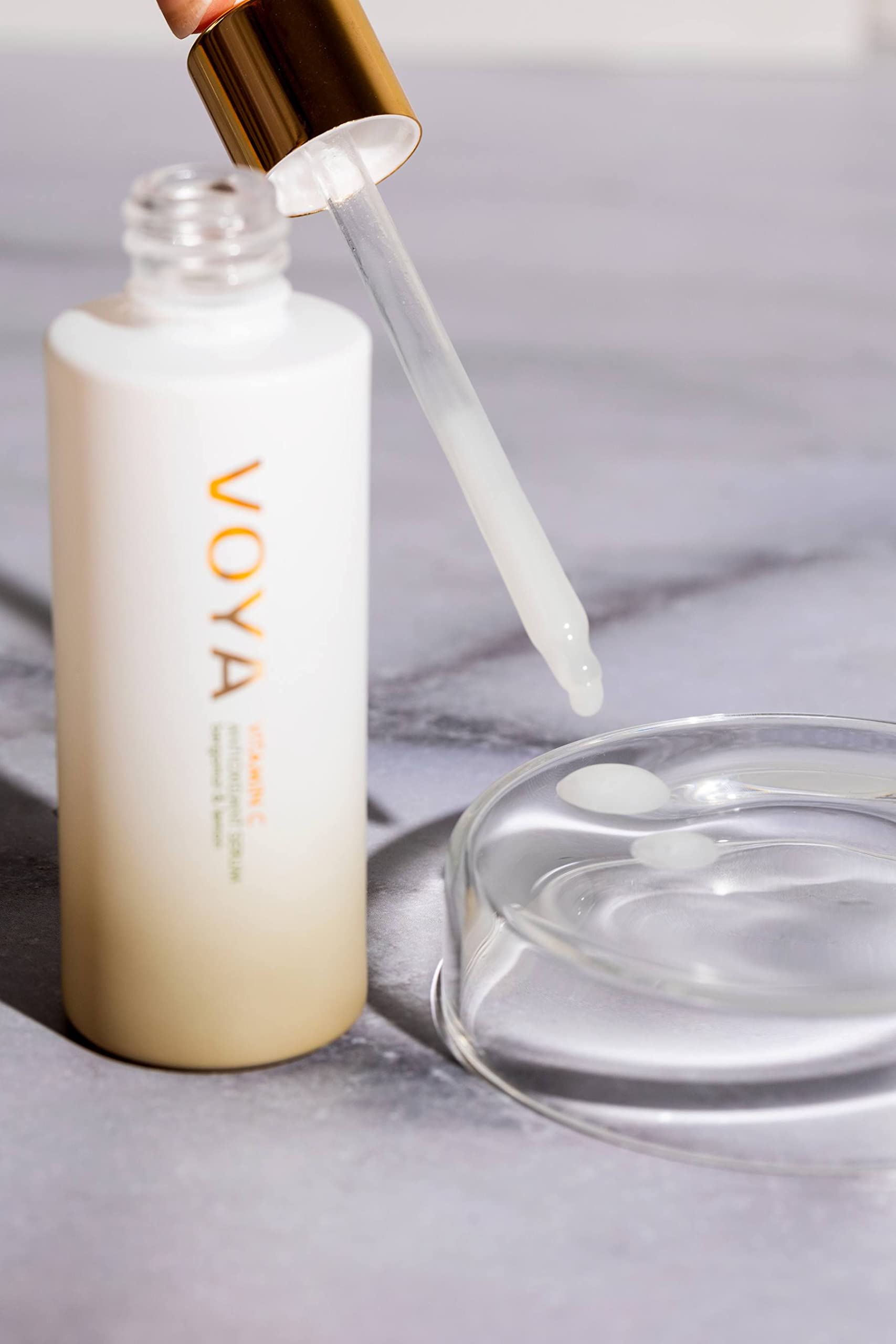 VOYA Vitamin C Antioxidant Serum 30ml - Certified Organic Face Serum for Brightening, Anti-Aging & Dark Spot Reduction - Perfect for Daily Skincare Routine & Nighttime Use