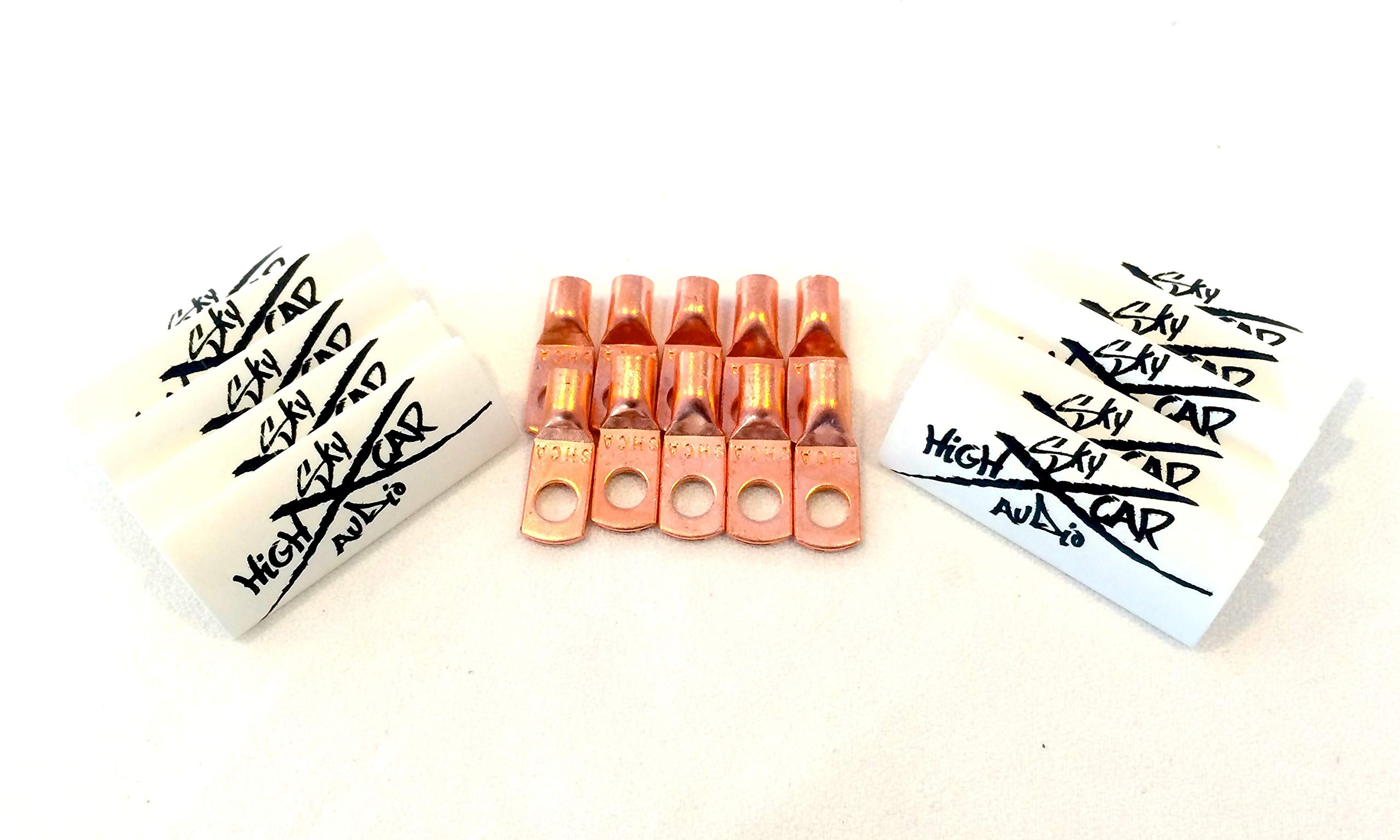 10 Pack 4 Gauge Copper Ring Terminals with 1/4