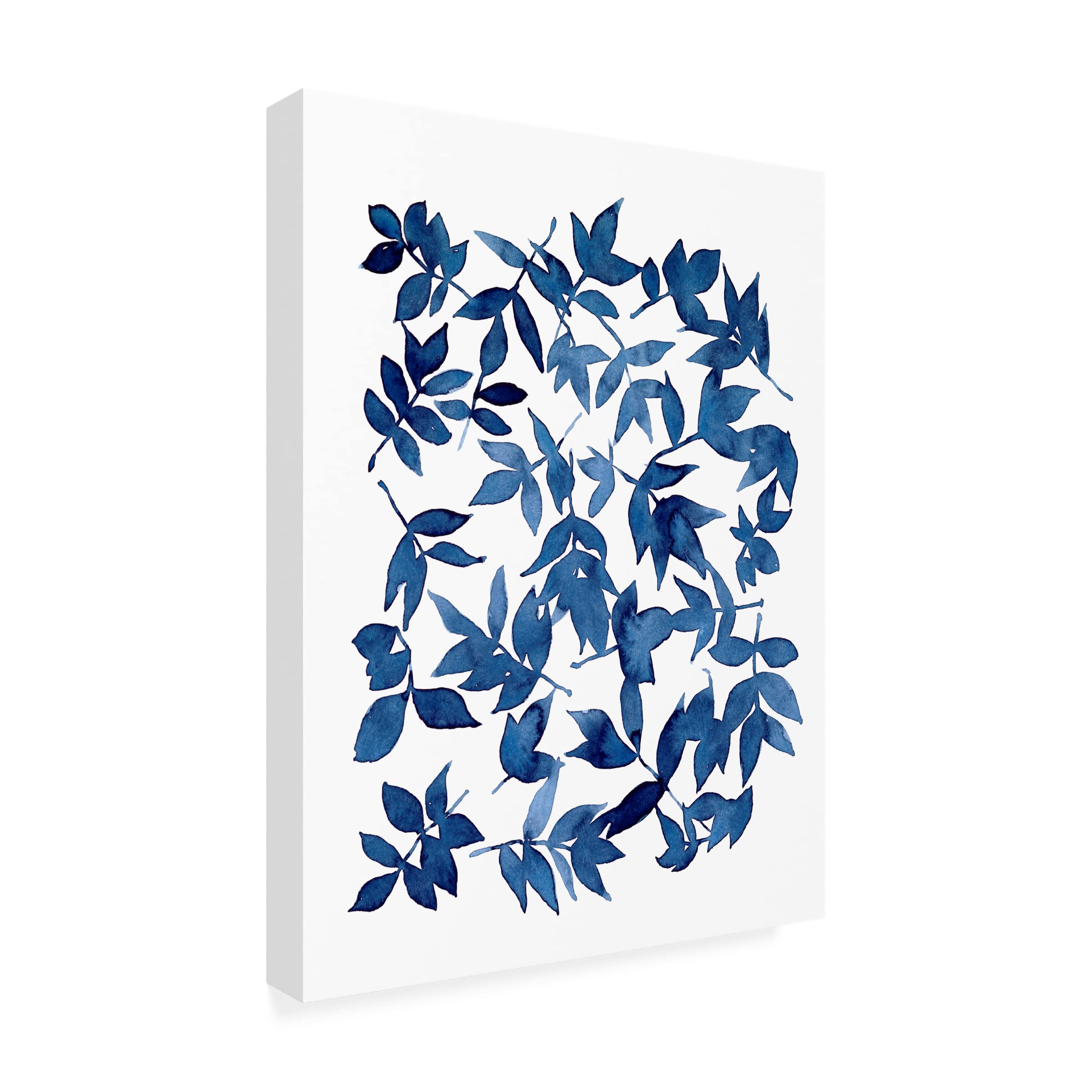 Trademark Fine Art 'Indigo Fallen Leaves I' Canvas Wall Art Print by Emma Scarvey - Modern Home Decor for Living Room, Bedroom & Office