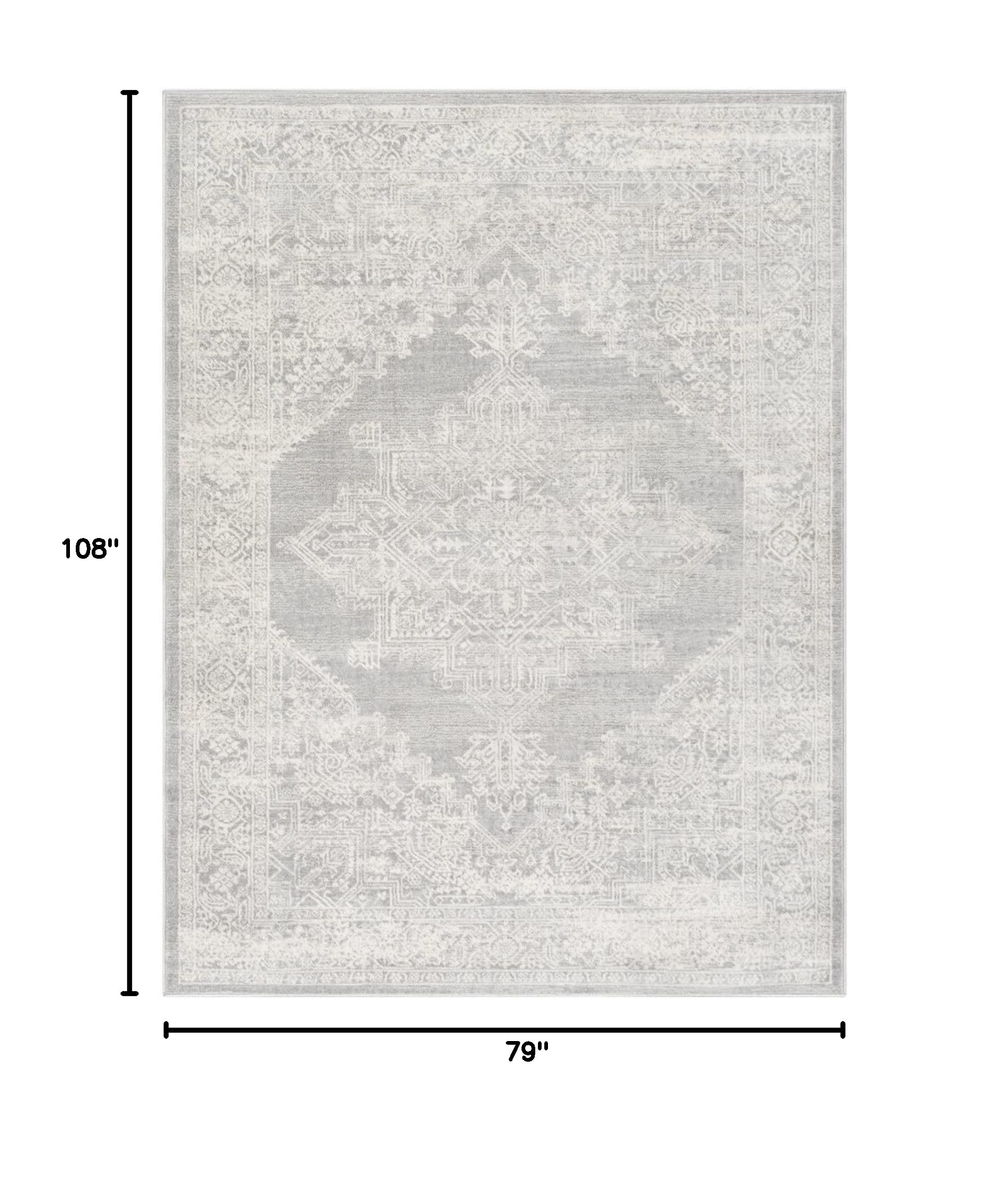 Mark&Day 6x9 Ulvend Traditional Grey Area Rug - Soft & Durable Grey White Carpet for Living Room, Bedroom, Kitchen - Perfect for Home Decor & High Traffic Areas (6'7