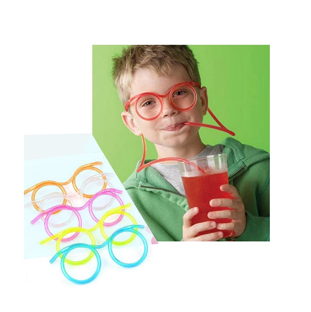 Fun Reusable Straw Glasses for Kids - Colorful Drinking Straws with Glasses for Parties, Games & Gifts - Perfect for Birthday Celebrations, Pool Parties & Summer Drinks