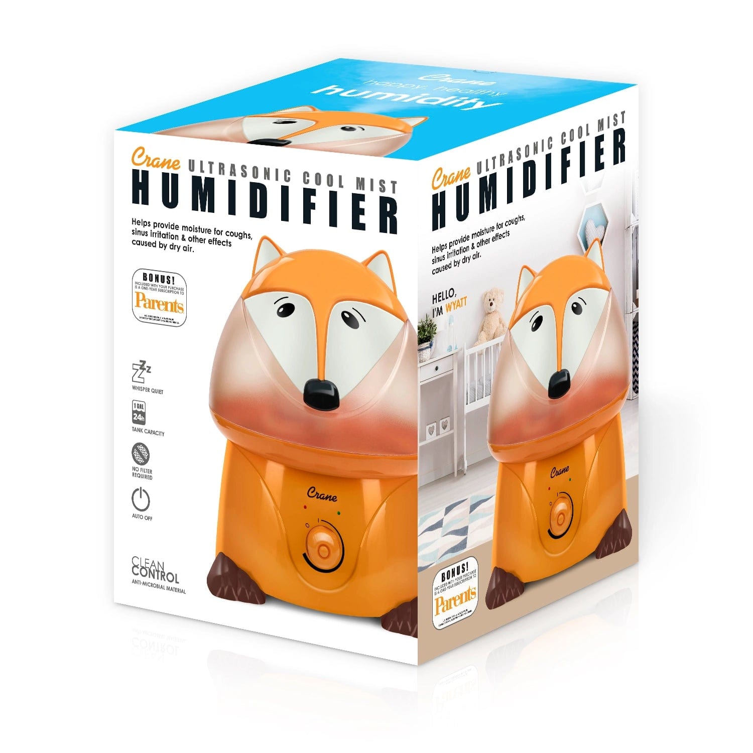 Adorable Cool Mist Humidifier for Baby Nursery & Bedroom - Quiet Ultrasonic Air Moisturizer with Night Light, Perfect for Dry Skin, Allergies & Better Sleep