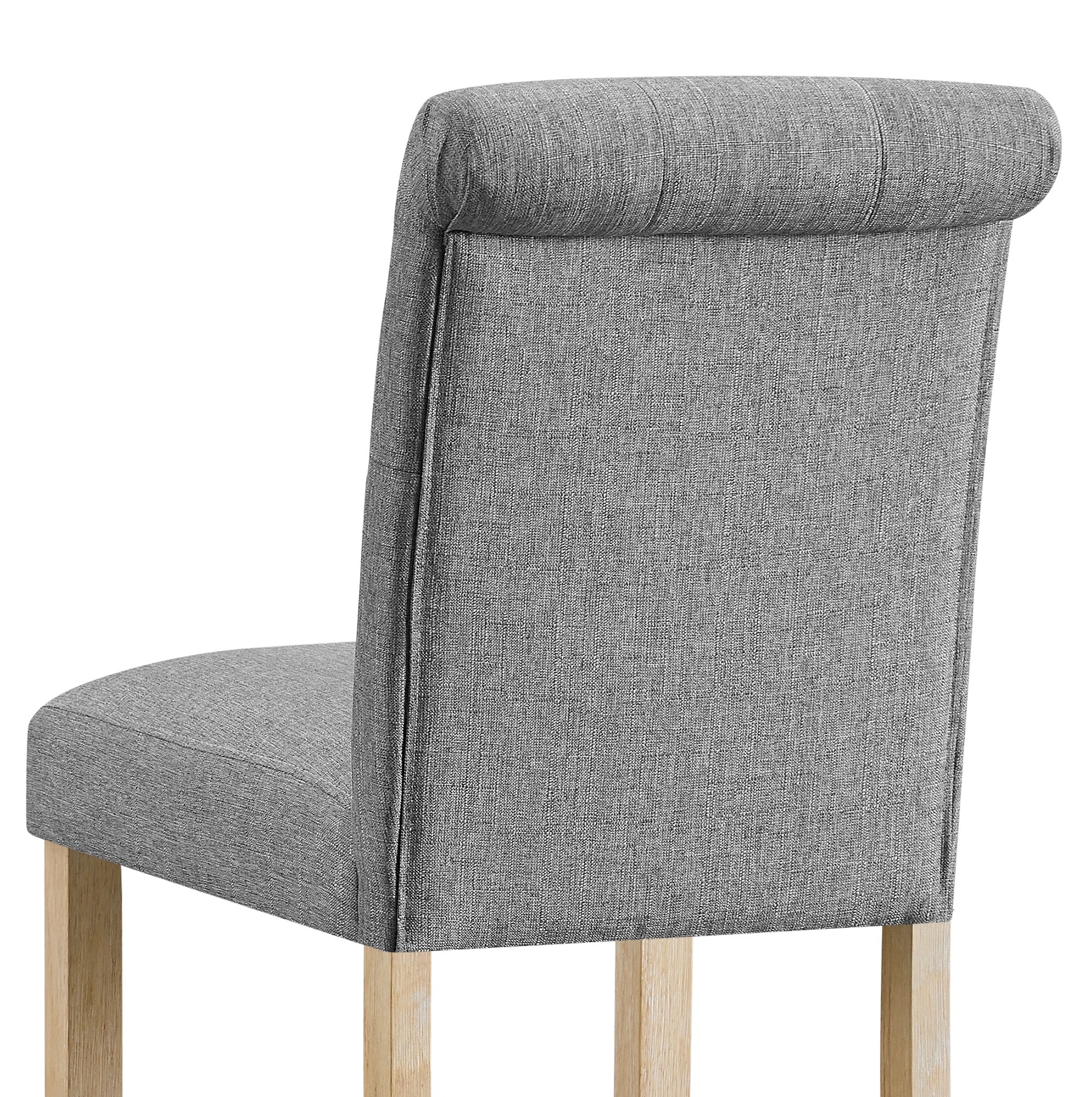 Roundhill Furniture Siena Counter Height Bar Stools - Set of 2, Gray, Solid Wood Construction with Button Tufted Back - Perfect for Kitchen Islands, Breakfast Bars & Home Decor