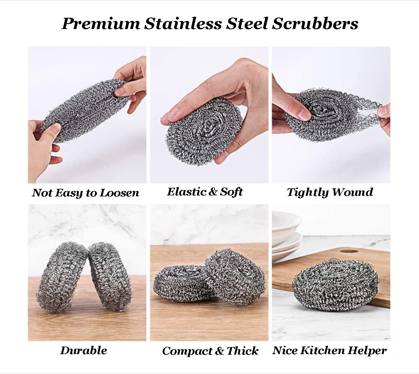9-Pack Stainless Steel Scourer Pads for Kitchen & Bathroom Cleaning