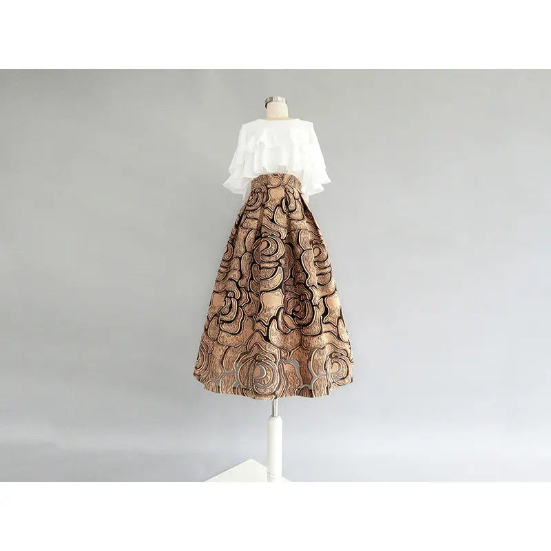 Vintage High Waist Skirt for Women - Loose Gauze Folded Office Skirt with Zipper Design | Summer Fashion & Casual Work Wear