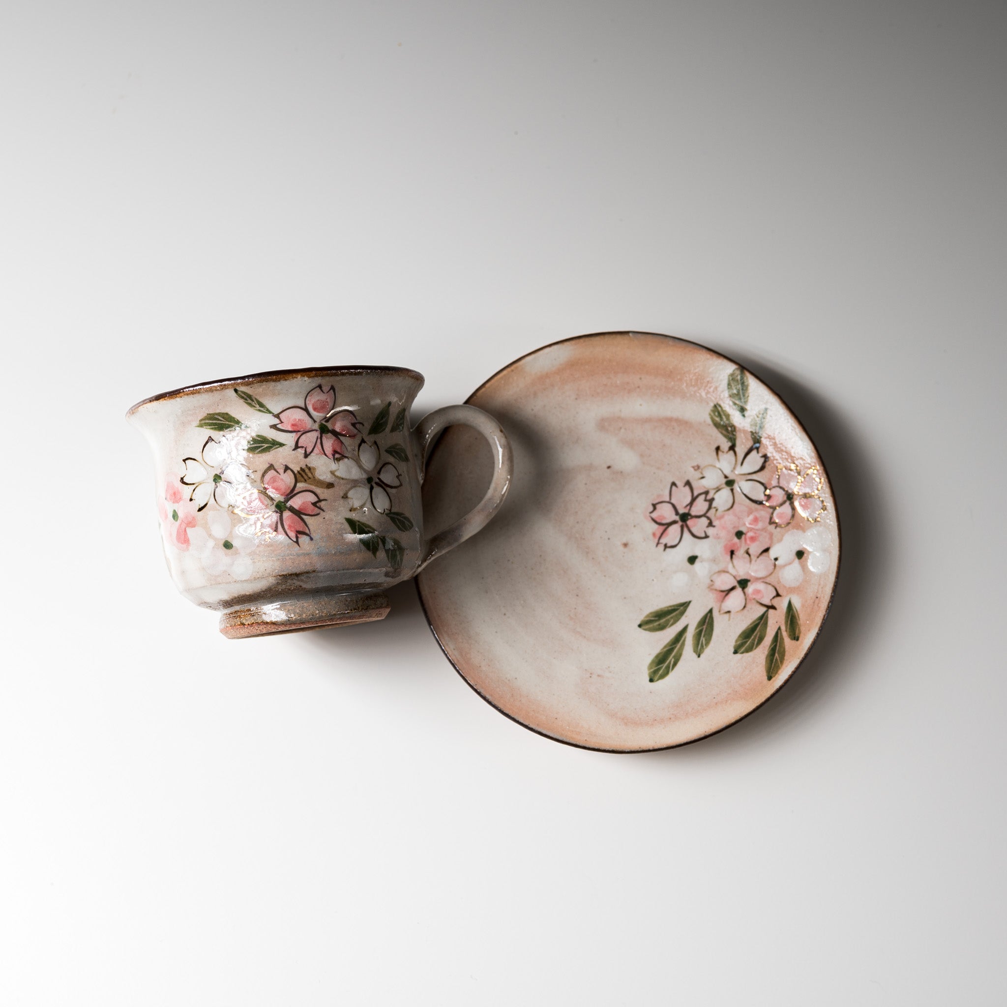 Handmade Kyoto Kiyomizu Ware Mini Espresso Cup Set - Cherry Blossom Design - Authentic Japanese Ceramic Tea & Coffee Cups for Home, Cafe, or Gift Giving