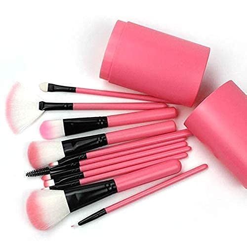 BELLAS 12Pcs Pink Makeup Brush Set for Eyeshadow Foundation & Contour - Perfect for Professional Makeup & Travel