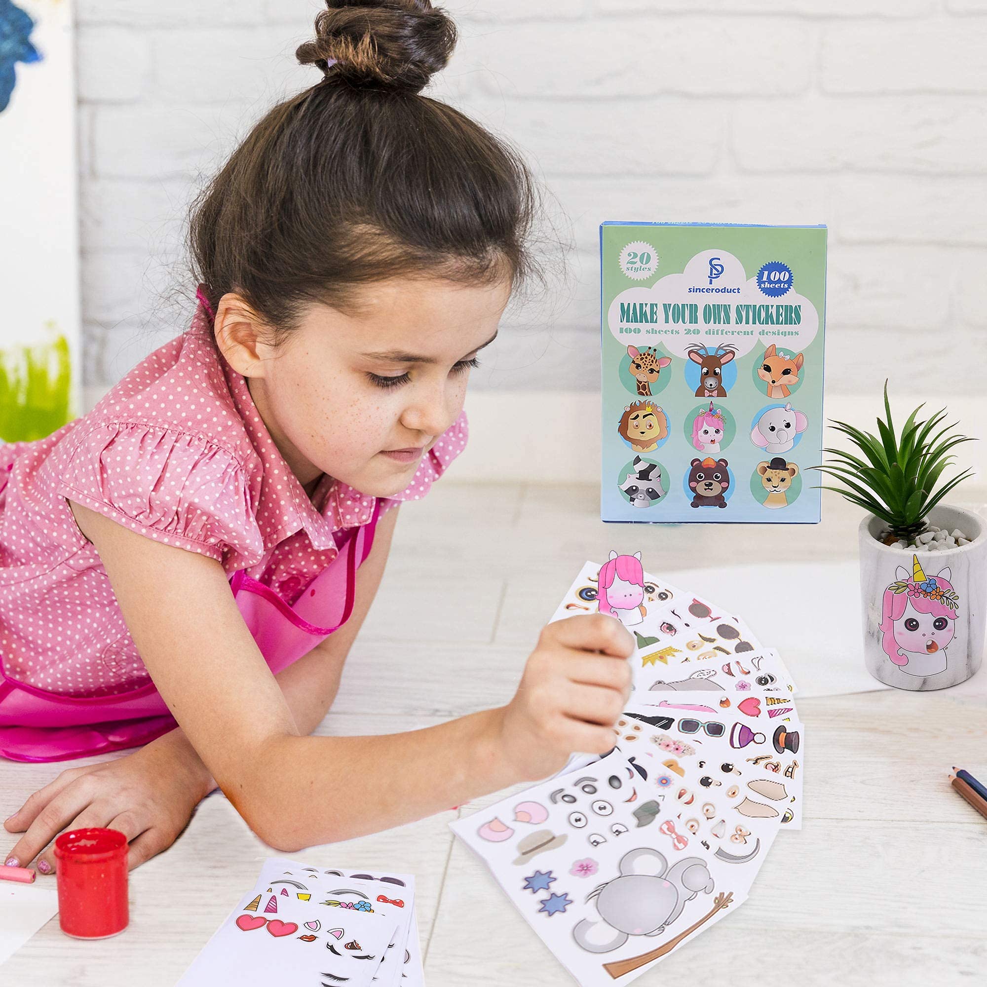 Kids Stickers - 2 Packs of 200 Cute Animal Face Stickers for Scrapbooking, DIY Crafts & School Projects | Fun Decals for Notebooks, Water Bottles & More