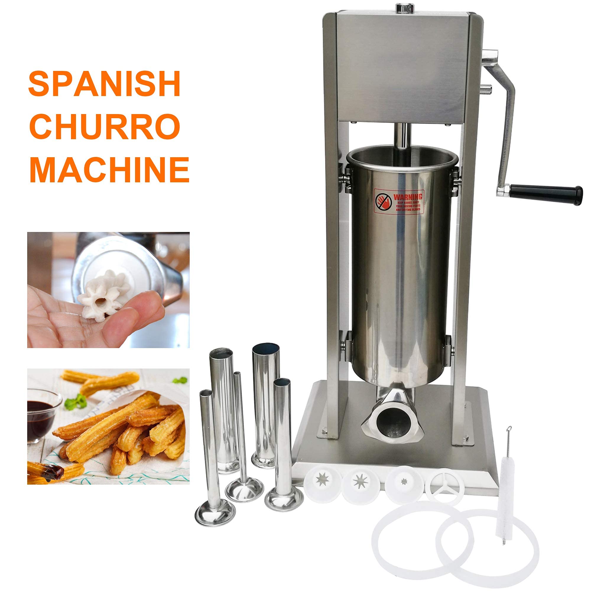 Premium Stainless Steel Vertical Sausage Stuffer - Dual Speed 11LB/5L Capacity - 2-in-1 Sausage Maker & Churro Maker for Home Kitchen & Commercial Use - Perfect for Making Homemade Sausages, Spanish Churros & More