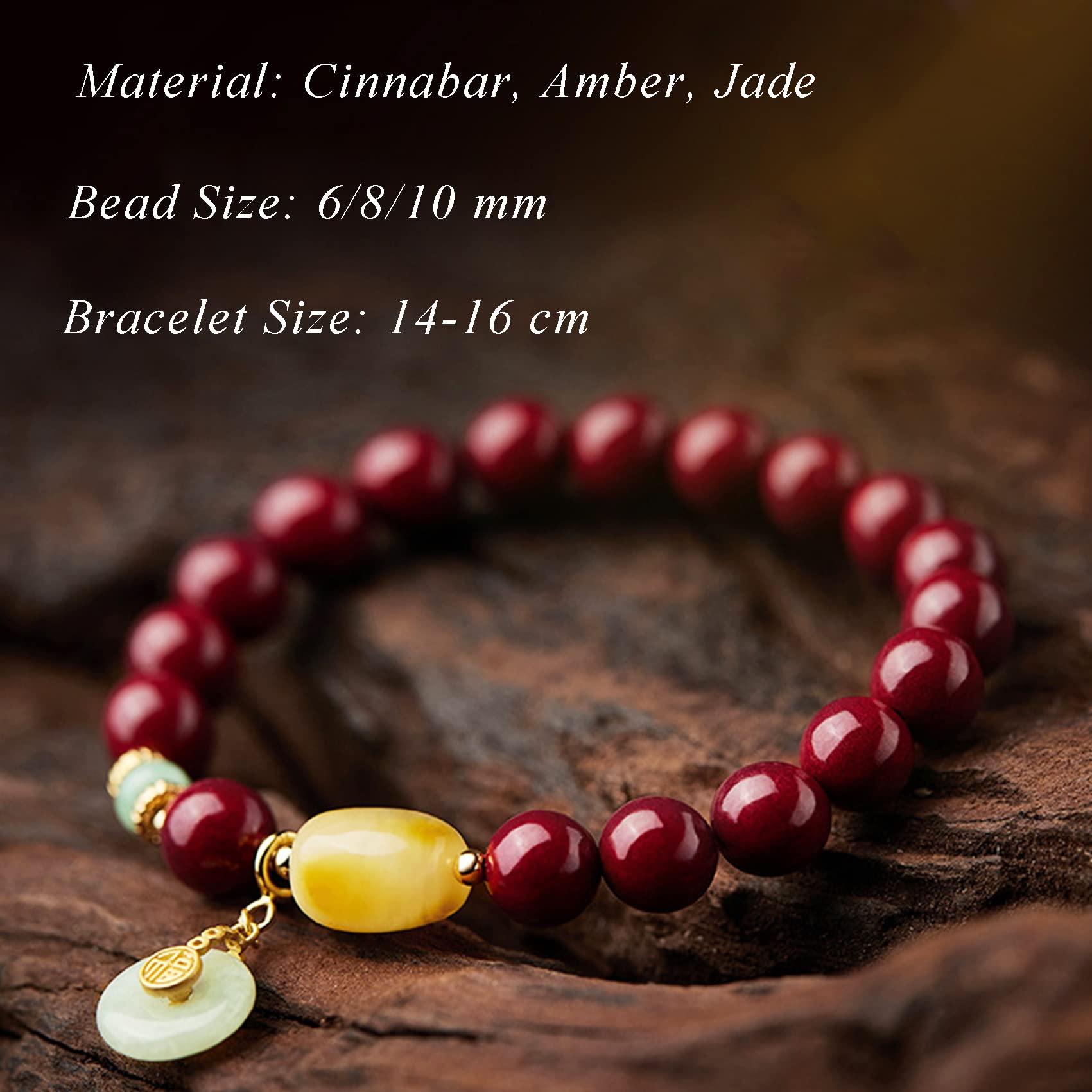 Feng Shui Wealth Bracelet - Natural Cinnabar Crystal Stone Bracelet with Harmony Buckle & Charm Pendant - Good Luck Talisman, Chakra Healing, Quartz Amulet for Positive Energy & Prosperity | Perfect for Meditation, Yoga, Spiritual Healing & Daily Wear
