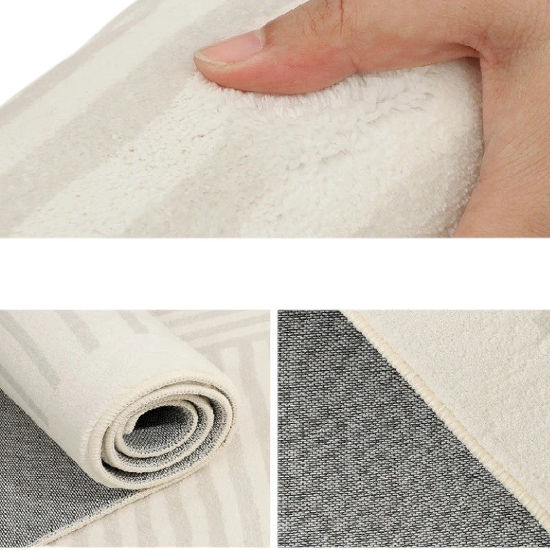 Avalyn Modern Geometric Faux Wool Area Rug - Soft Non-Slip Living Room Rug for Bedroom, Office & Home Decor - 5x7 Feet Grey Contemporary Carpet