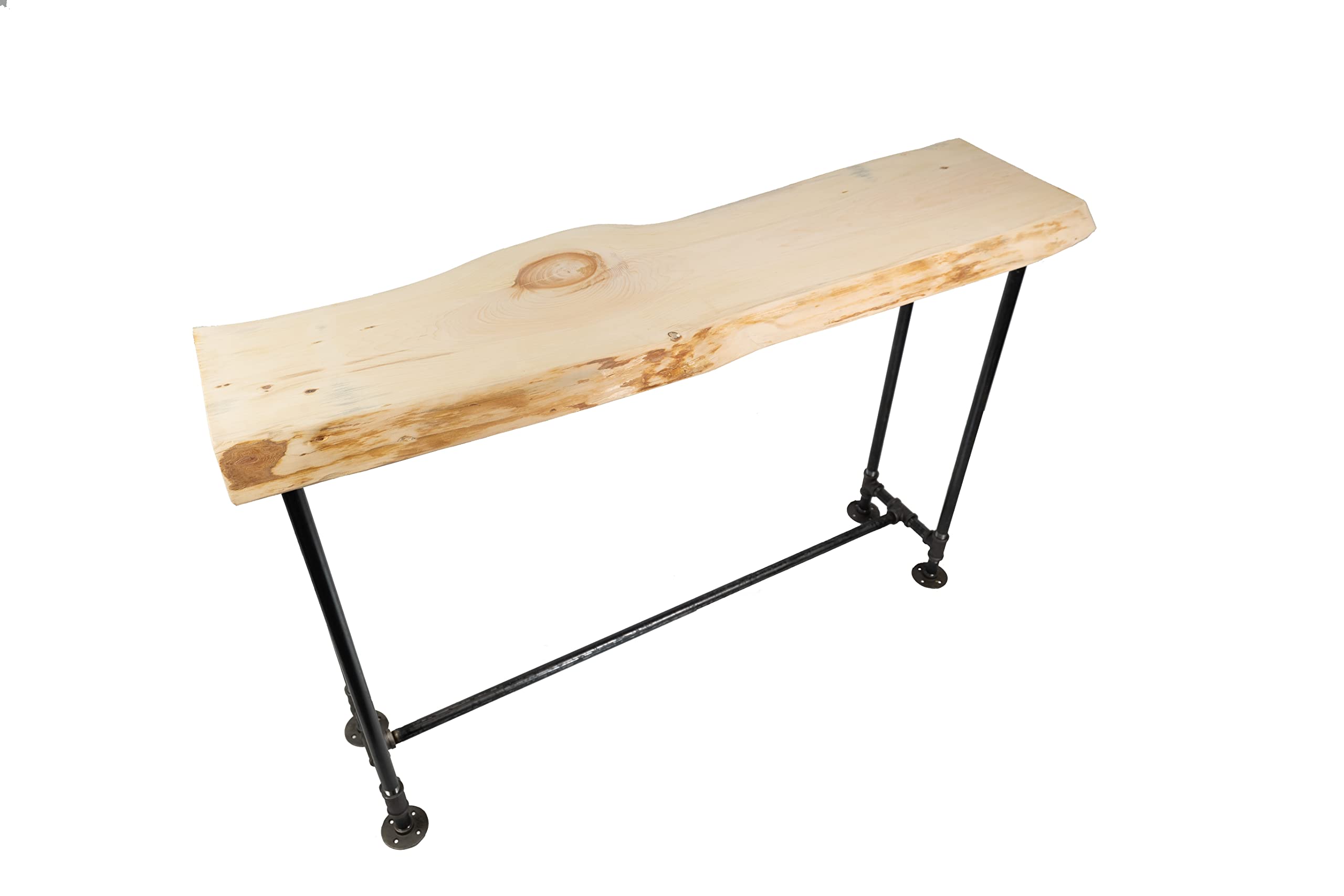 Rustic Industrial Pipe Sofa Table - Unfinished Live Edge Wood Console Table for Entryway, Living Room, or Behind Couch - Perfect for Farmhouse & Industrial Home Decor