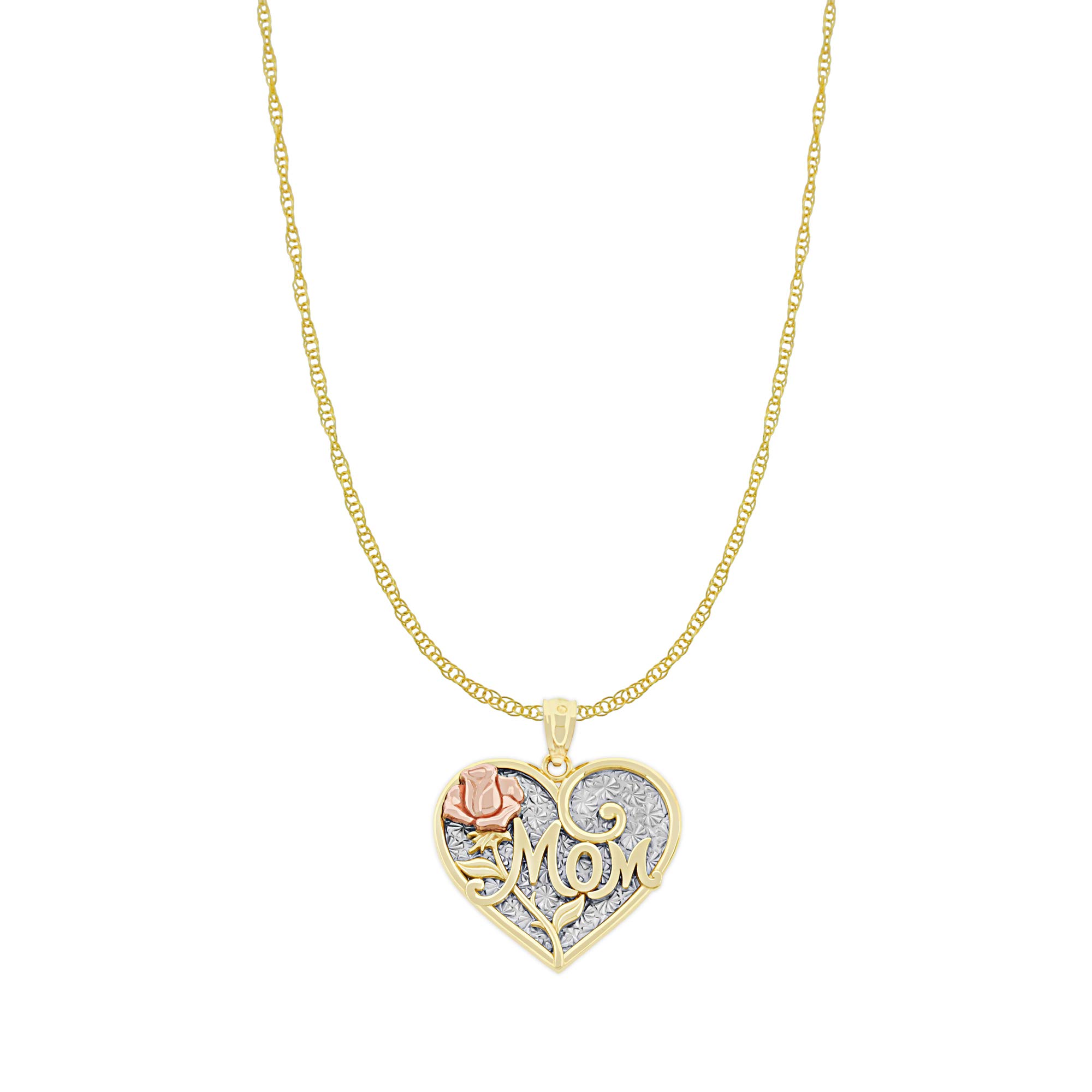 14K Solid Gold Heart Charm Pendant for Mom - Elegant Mother's Day Gift Jewelry - Perfect for Necklaces, Bracelets & Special Occasions
