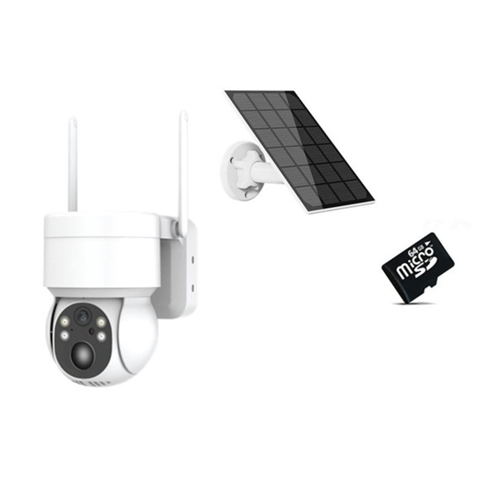 MZZYG 4MP Solar WiFi Security Camera Outdoor - Wireless PTZ IP Camera with Built-in Rechargeable Battery, Night Vision & 64GB SD Card Included - Perfect for Home, Yard, Garage & Business Surveillance