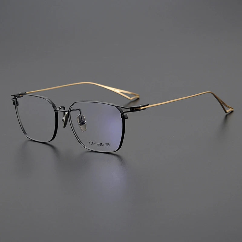 Black Titanium Square Full Rim Eyeglasses for Men - Lightweight & Durable Frame for Work, Reading & Everyday Use