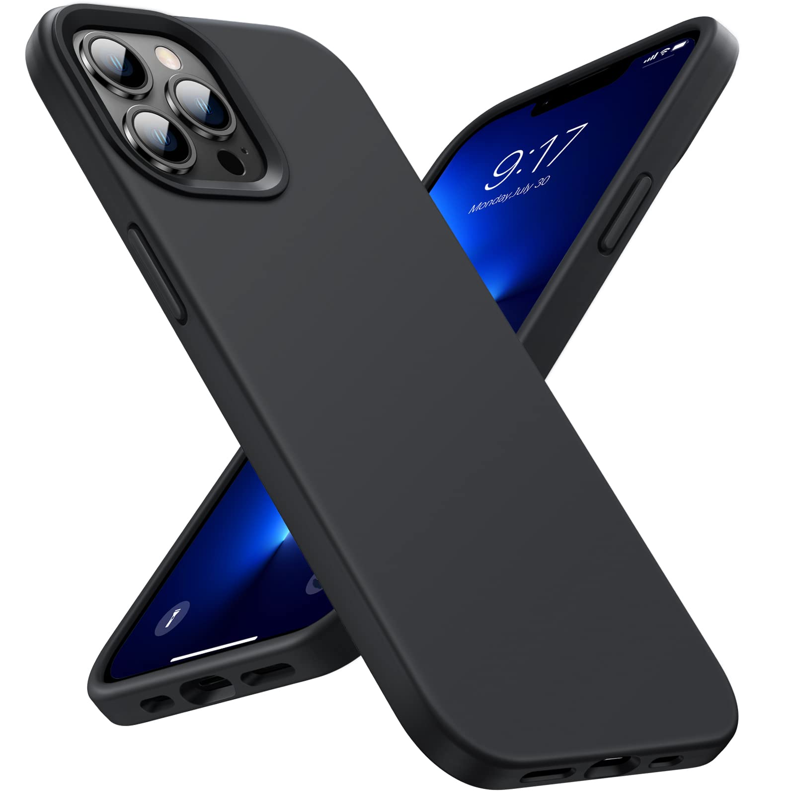 OuXul iPhone 12 Pro Max Case (2020 6.7 Inch) - Liquid Silicone Gel Rubber Phone Cover with Microfiber Lining | Slim Full Body Protection | Shockproof & Scratch Resistant | Perfect for Daily Use, Travel & Outdoor Activities (Black)