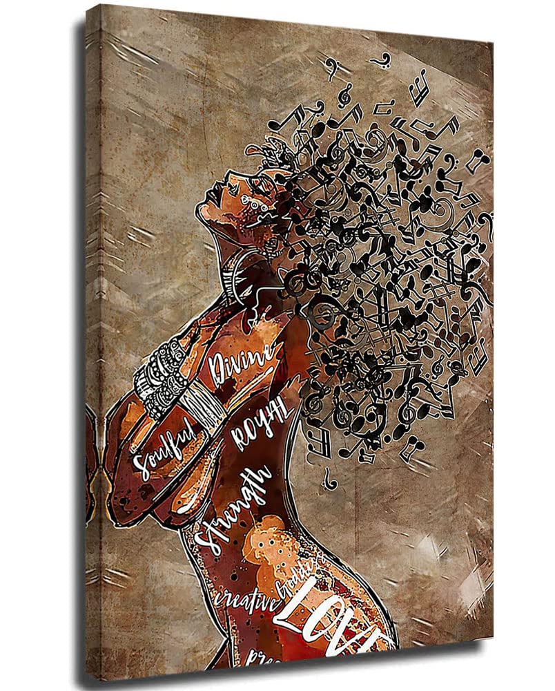 African American Wall Art - Soul Music Themed Framed Canvas Print 12x18 Inches, Stretched & Ready to Hang - Perfect for Living Room, Bedroom, Bathroom Decor - Black Cultural Home Decor Gift Idea for Music Lovers