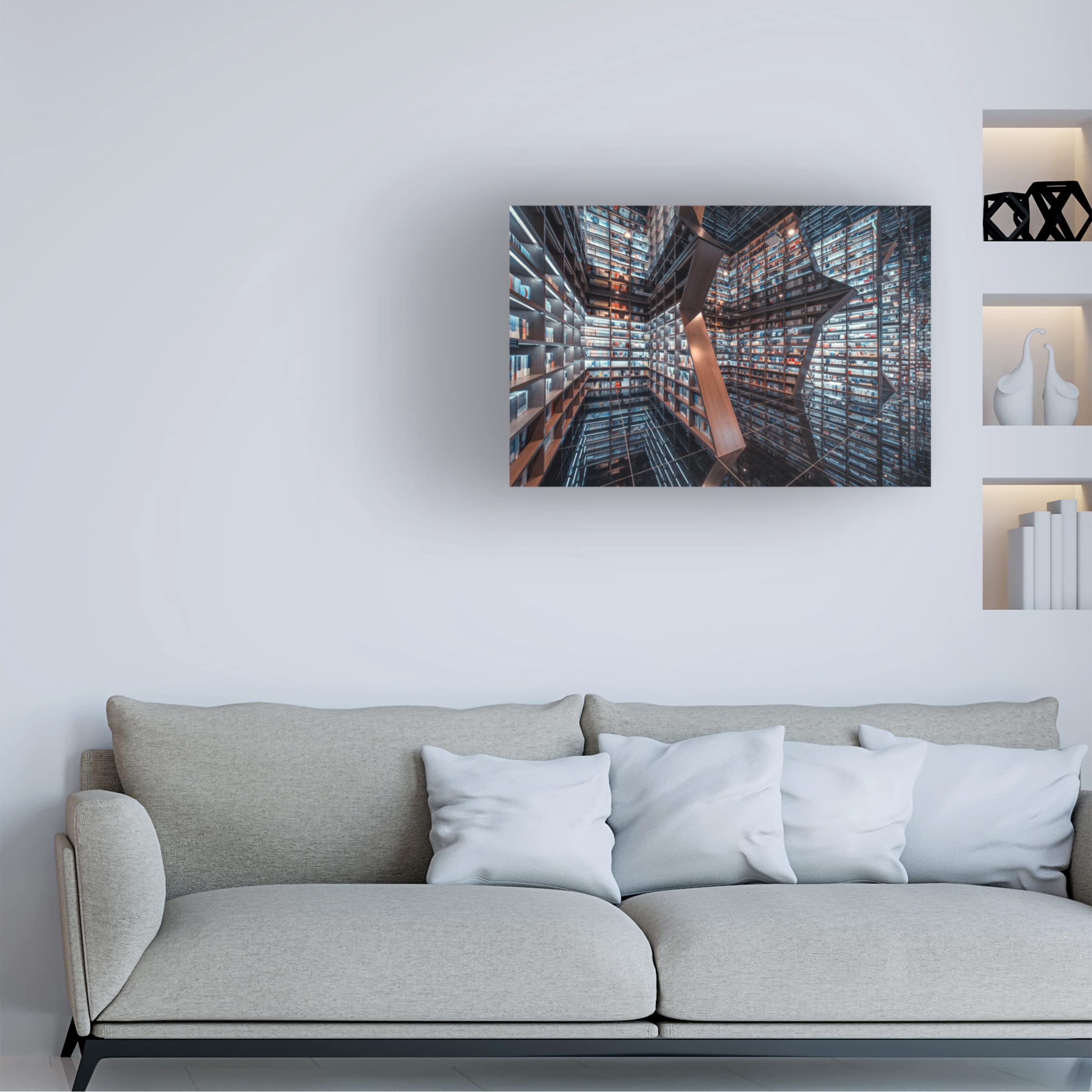 Trademark Fine Art 'Cool Bookstore' Canvas Wall Art Print by Tianqi - Perfect for Living Room, Bedroom & Office Decor