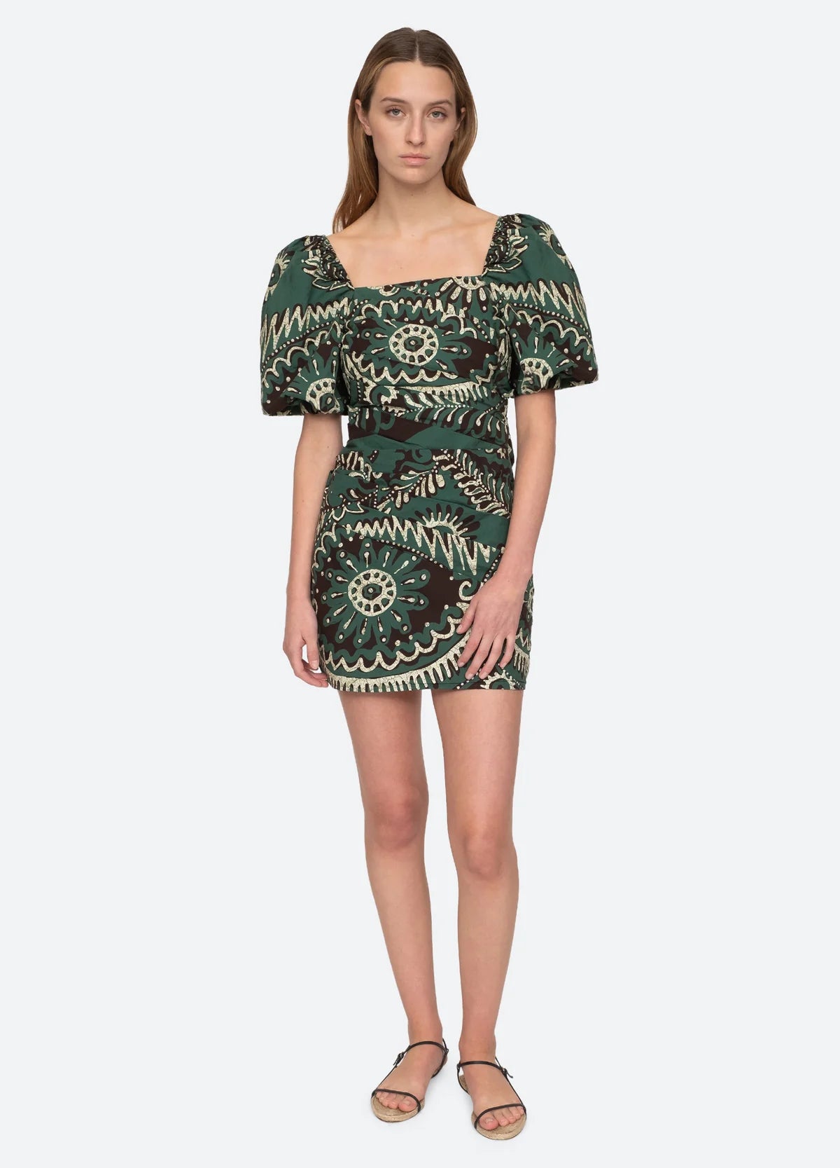 Charlough Mini Dress - Green Summer Floral Sundress for Women, Perfect for Beach Vacation & Casual Outings