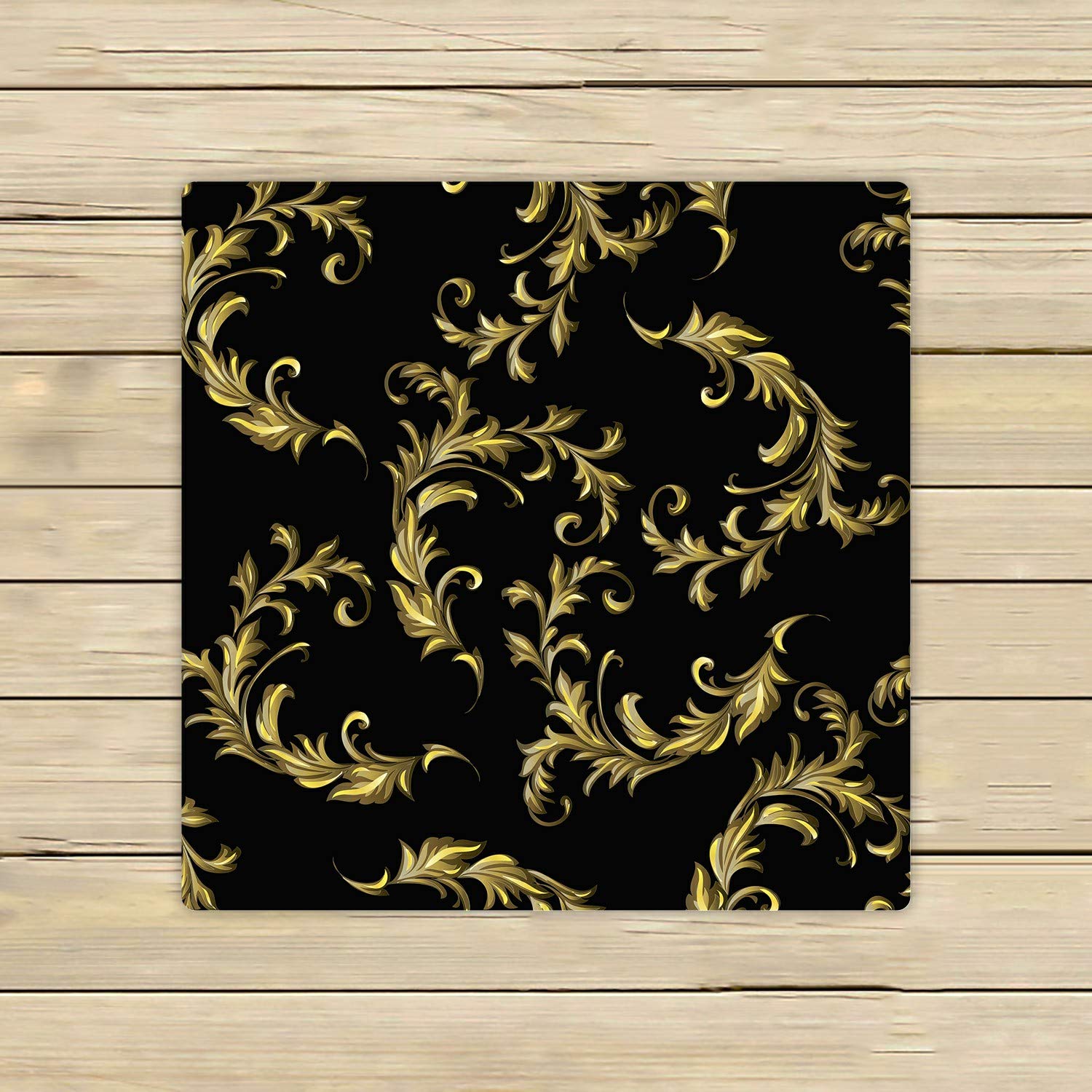 ABPHQTO Baroque Gold Scrolls Black Towels - 13x13 Inch Premium Beach, Bath, Pool, Spa & Travel Hand Towel for Luxury Home Decor & Gym Use