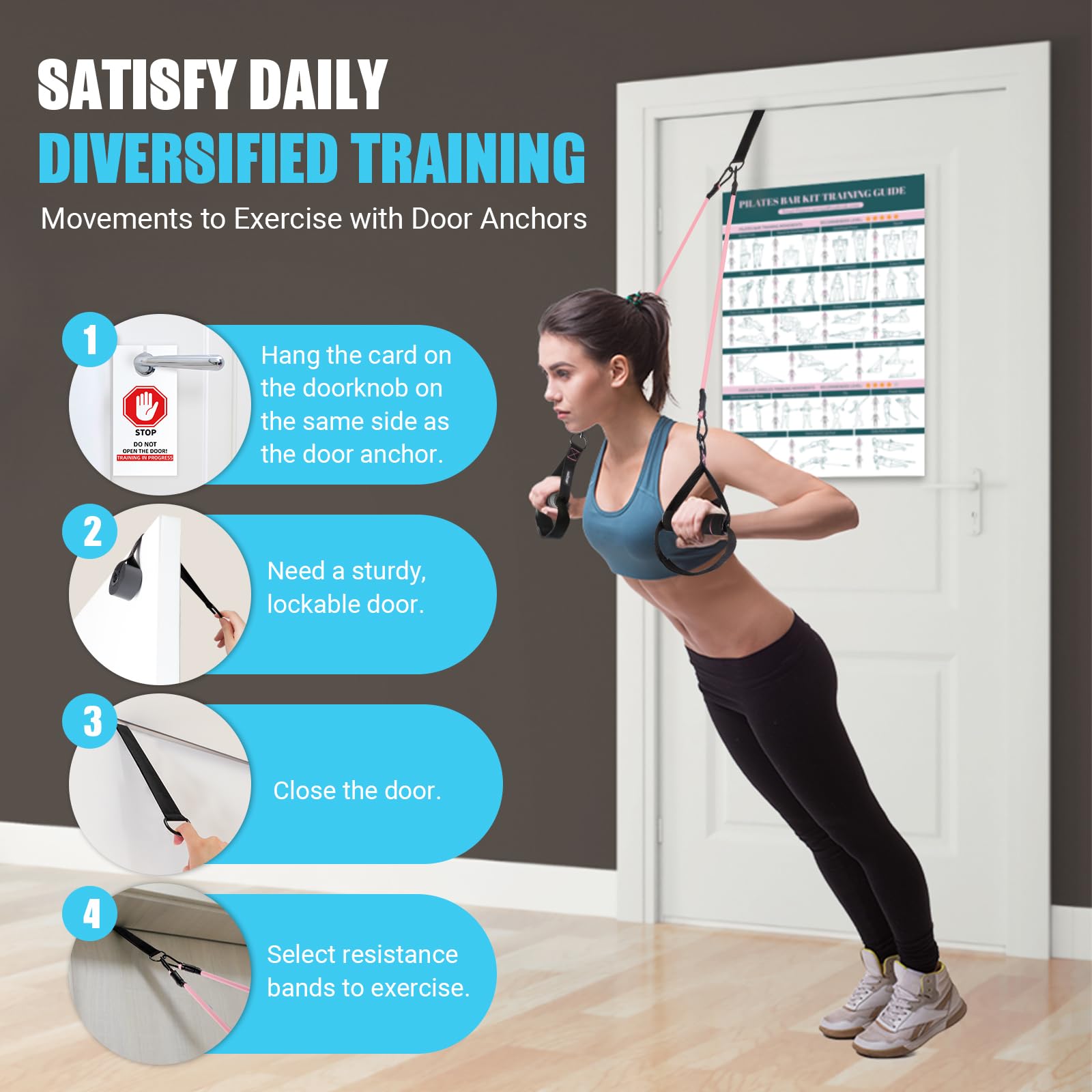 Pilates Bar Kit with Resistance Bands - Multifunctional Exercise Bar with Ab Roller for Pilates, Abs & Weight Loss - Portable Home Gym Equipment for Full Body Workout - Ideal for Women's Fitness & Home Training