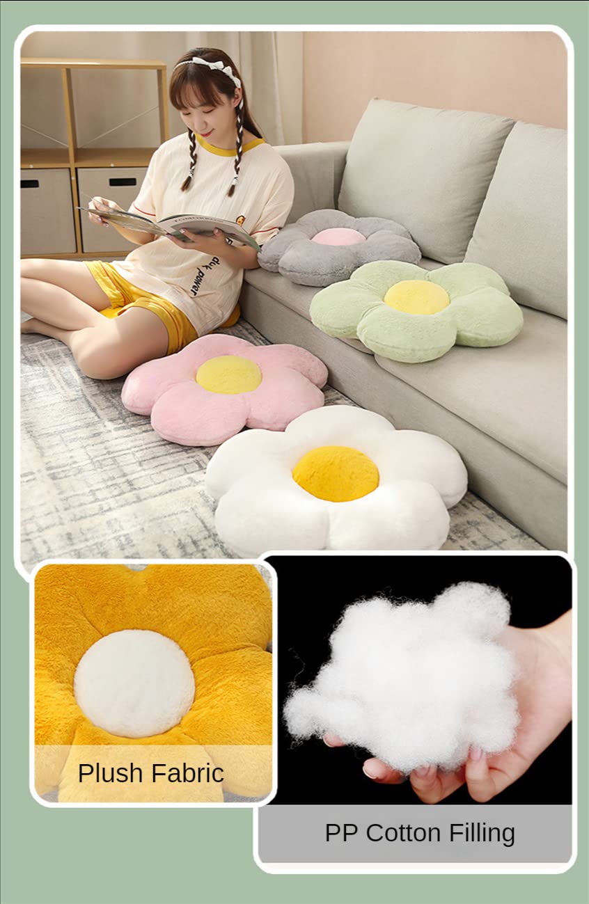 Little Daisy Sofa Pillow - Cute Flower Bay Window Cushion, Sunflower Throw Pillow for Office Chair & Seat Cushion (Grey) - Perfect for Living Room Decor, Bedroom Accent & Cozy Reading Nook