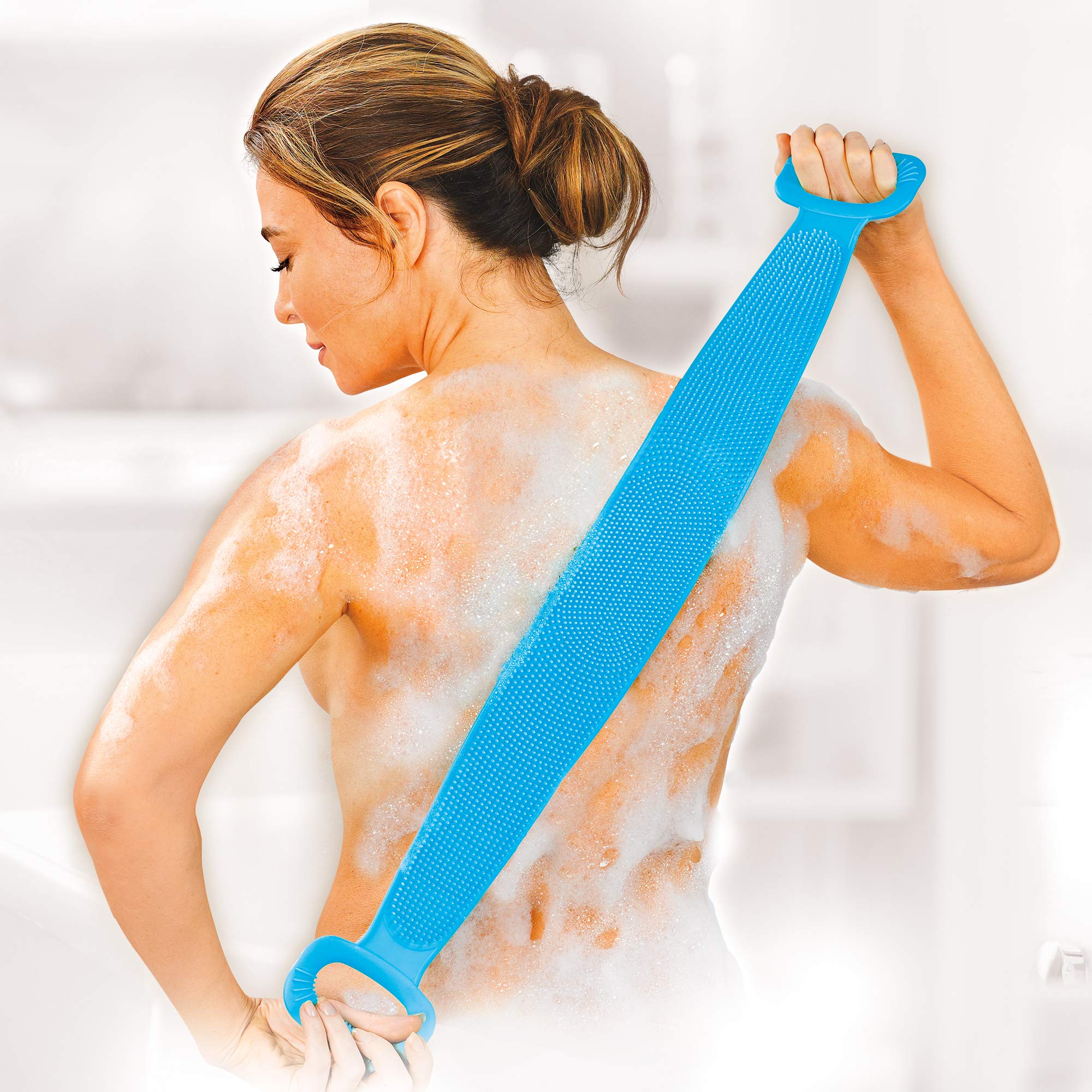 Ontel Shimmy Scrub - Silicone Back Scrubber & Body Exfoliator with Scalp Massage Brush - Perfect for Shower, Bath & Spa Relaxation