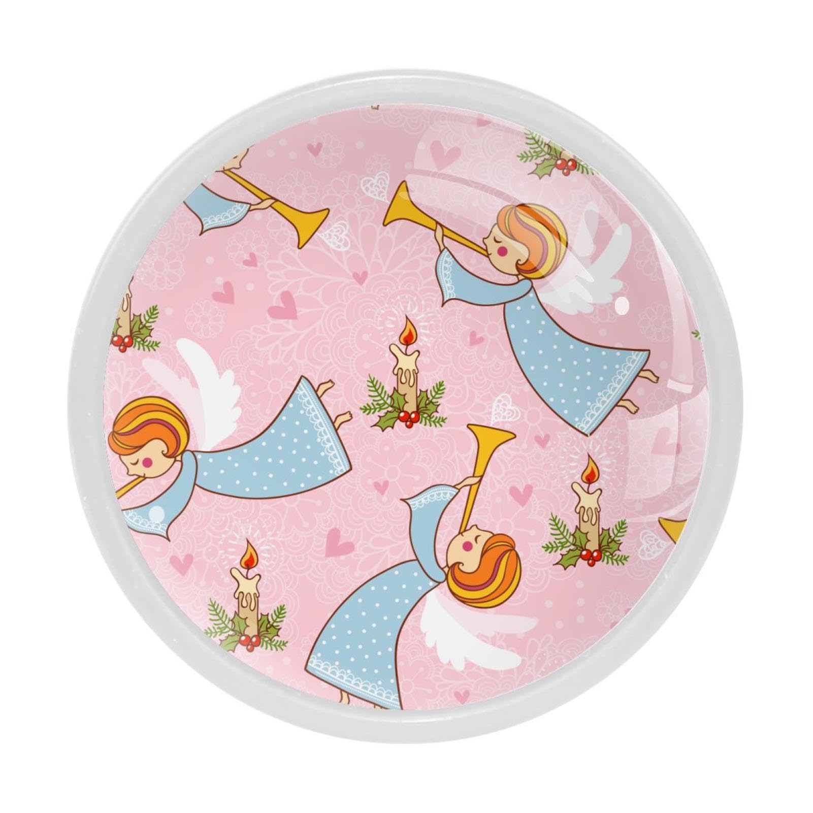 GIAPB 4Pcs Pink Cartoon Art Cabinet Handles and Knobs - Decorative Drawer Pulls for Kitchen, Bathroom & Furniture (Ideal for Kids Room, Nursery & DIY Projects)