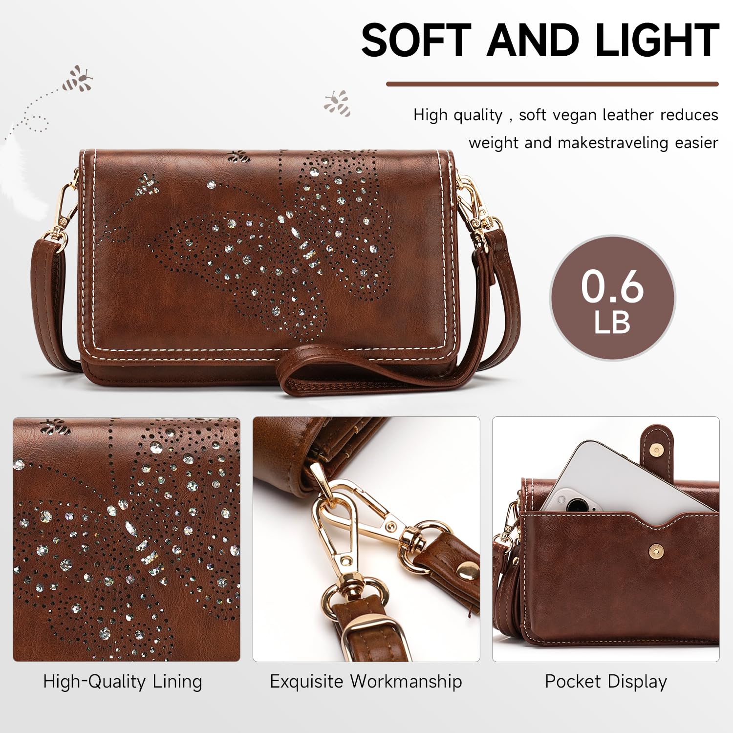Women's Small Crossbody Bag with Phone Pocket & Credit Card Slots - Fashion Shoulder Purse Wallet for Daily Use, Travel & Shopping