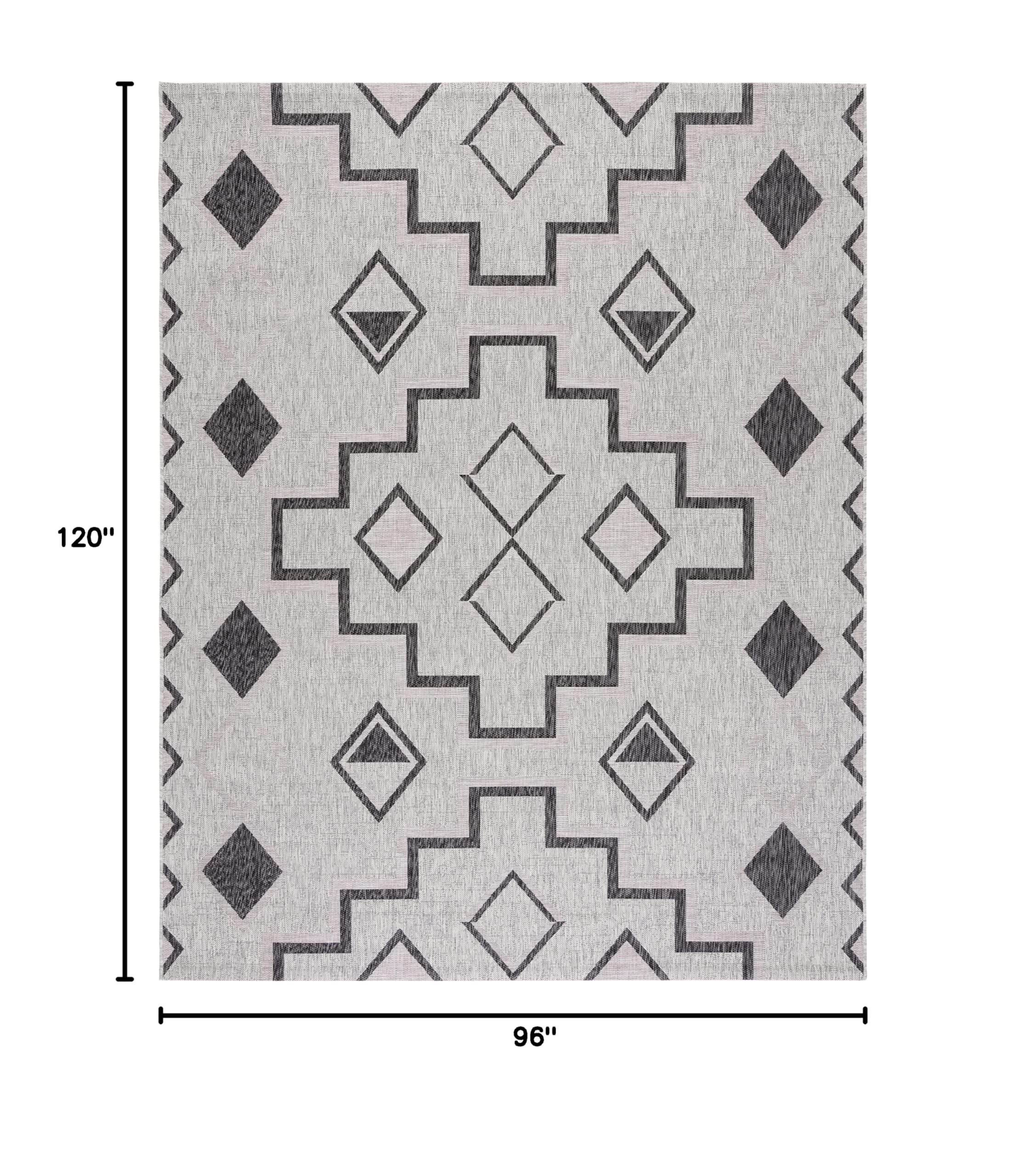 SAFAVIEH Courtyard Collection 8' x 10' Grey/Black Indoor Outdoor Waterproof Rug - Easy to Clean, Stain Resistant for Patio, Backyard, Mudroom, Porch & Deck (Model CY8533)