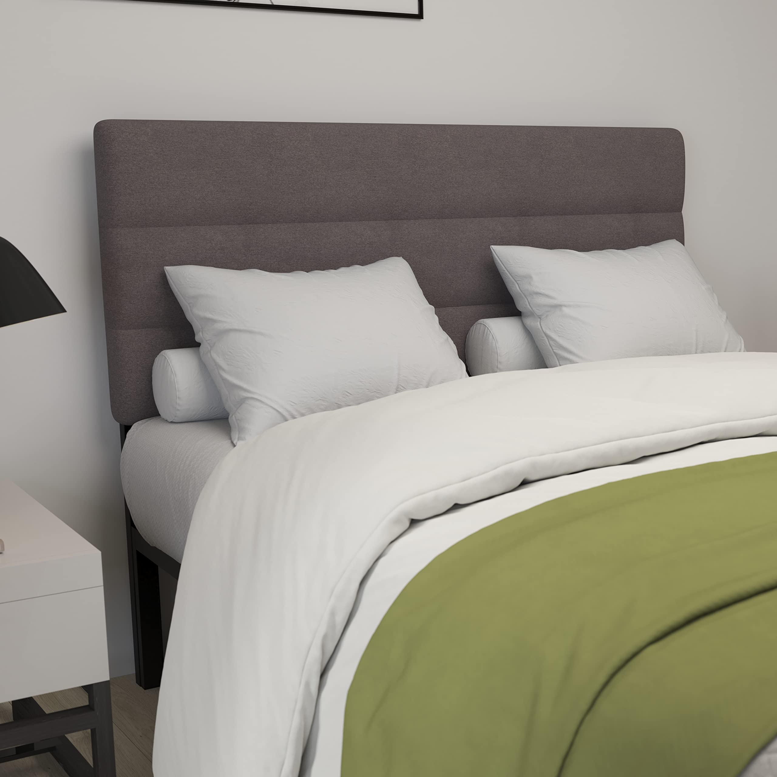 Merrick Lane Coppola Upholstered Queen Size Headboard - Gray Button Tufted Fabric with Adjustable Metal Legs - Fits Standard Bed Frames - Perfect for Master Bedrooms & Guest Rooms