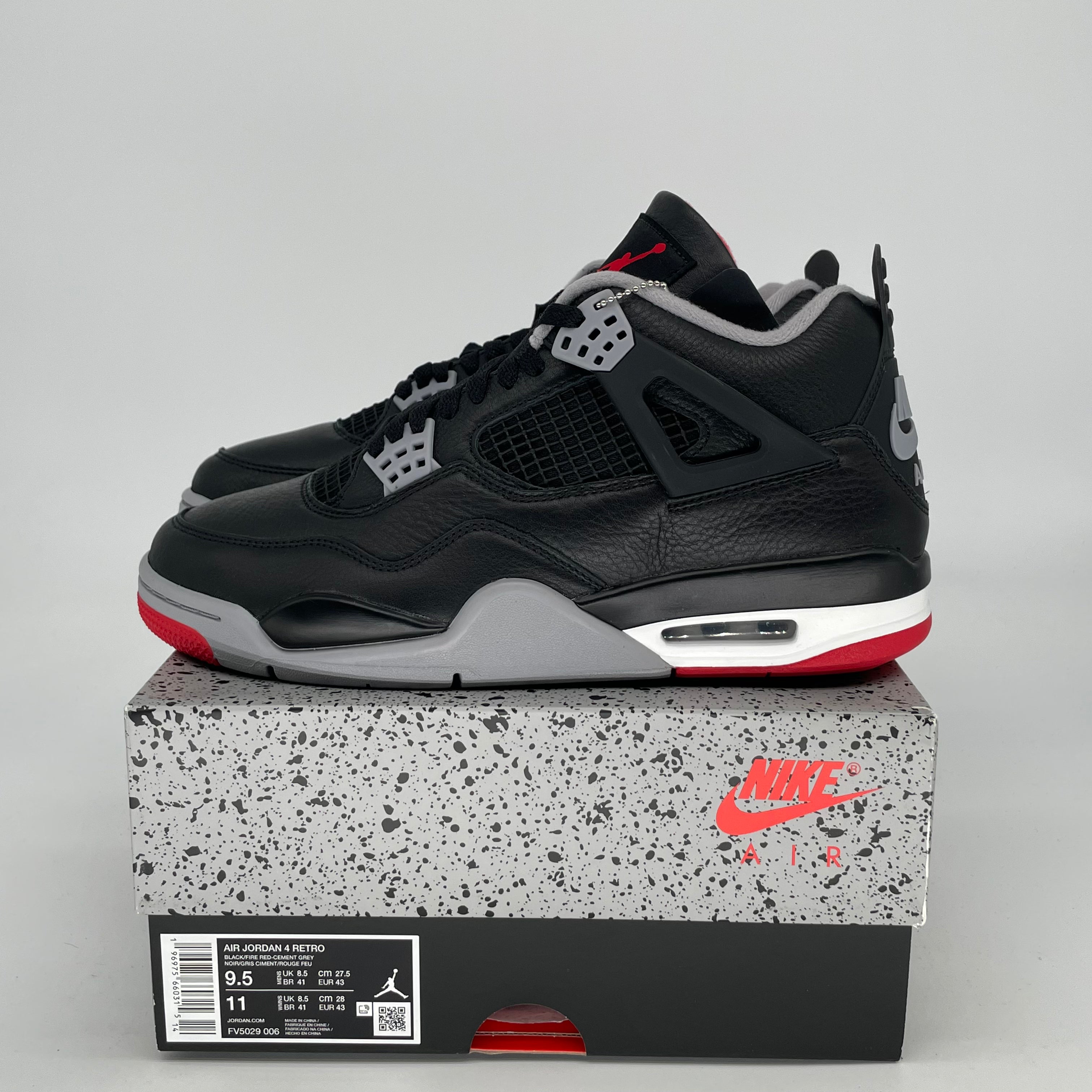 Original Air Jordan 4 Bred Reimagined Men's Basketball Shoes - Size 9.5/11W (FV5029-006) | Retro Sneakers for Streetwear & Basketball Performance