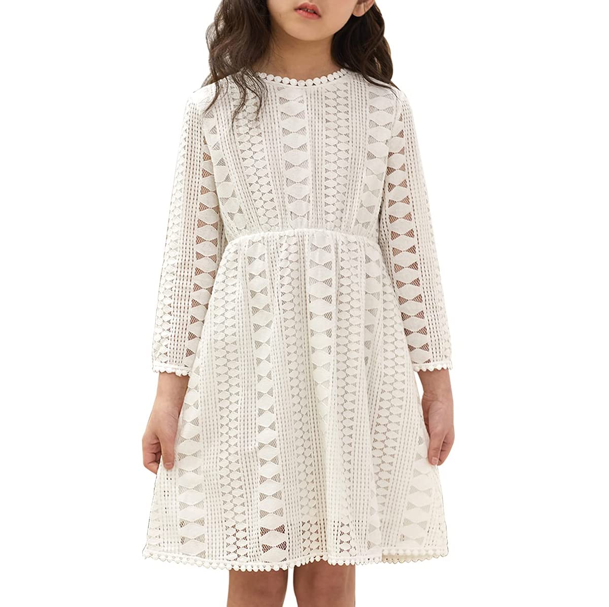 KISSOURBABY Girls Lace Flower Girl Dress - Elegant Wedding, Birthday Party & Church Dress for Special Occasions | Perfect for Bridal Showers, First Communion & Formal Events