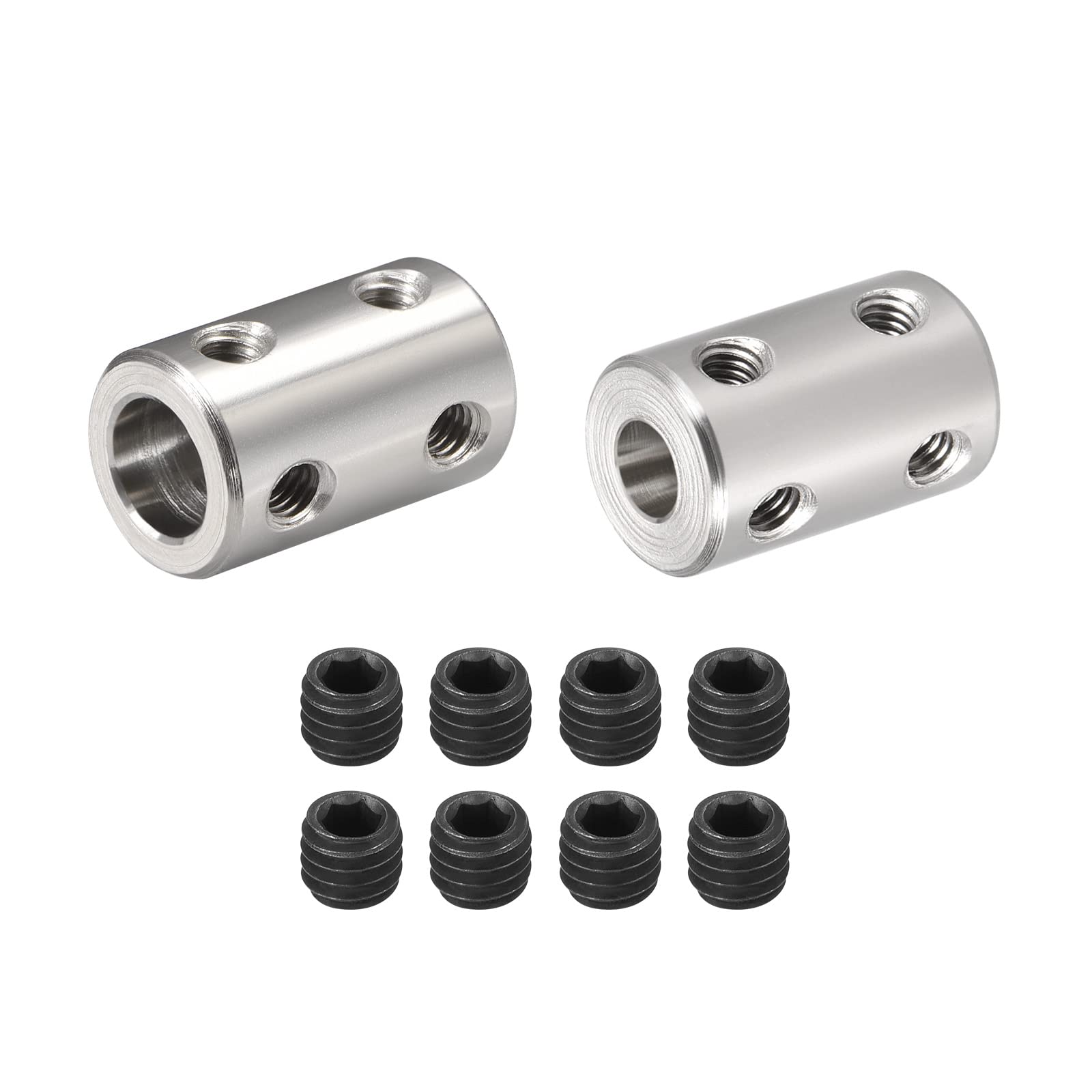 DMiotech 2 Pack Stainless Steel Rigid Coupling Shaft Connector 6-8mm Bore, L22XD14 with Screws - Motor Shaft Extension Coupling for 3D Printers, CNC Machines & Robotics (Perfect for Precise Motion Control)