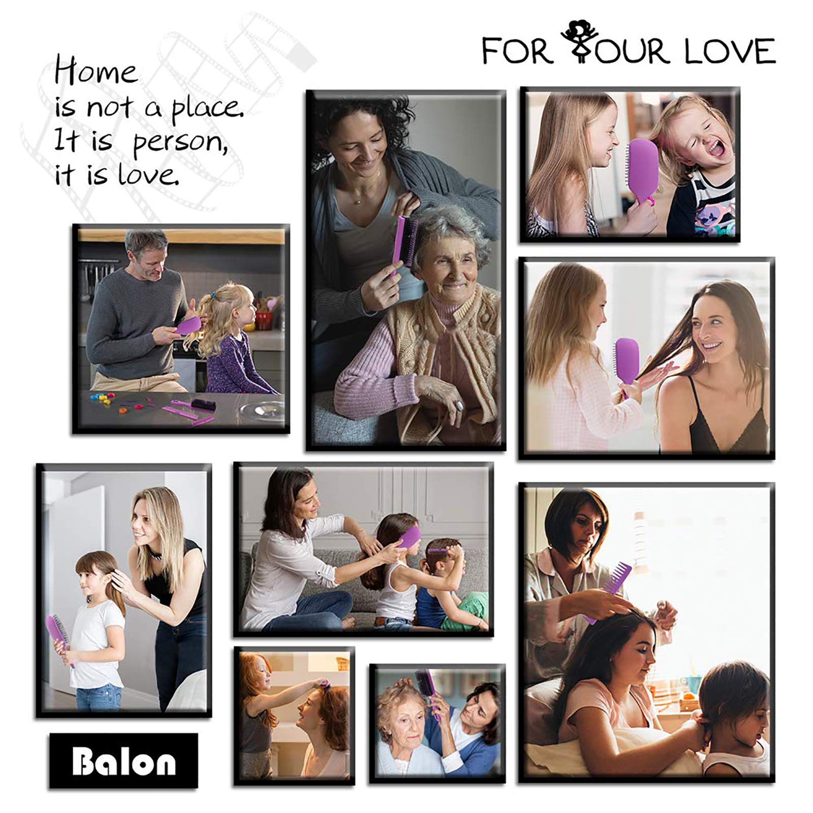 4Pcs Hair Brush Set for Women - Detangling Paddle Brush & Comb for Wet or Dry Hair - No Tangle Hair Care for Straight, Long, Thick, Curly & Natural Hair (Purple) - Perfect for Daily Styling, Salon Use & Travel Essentials