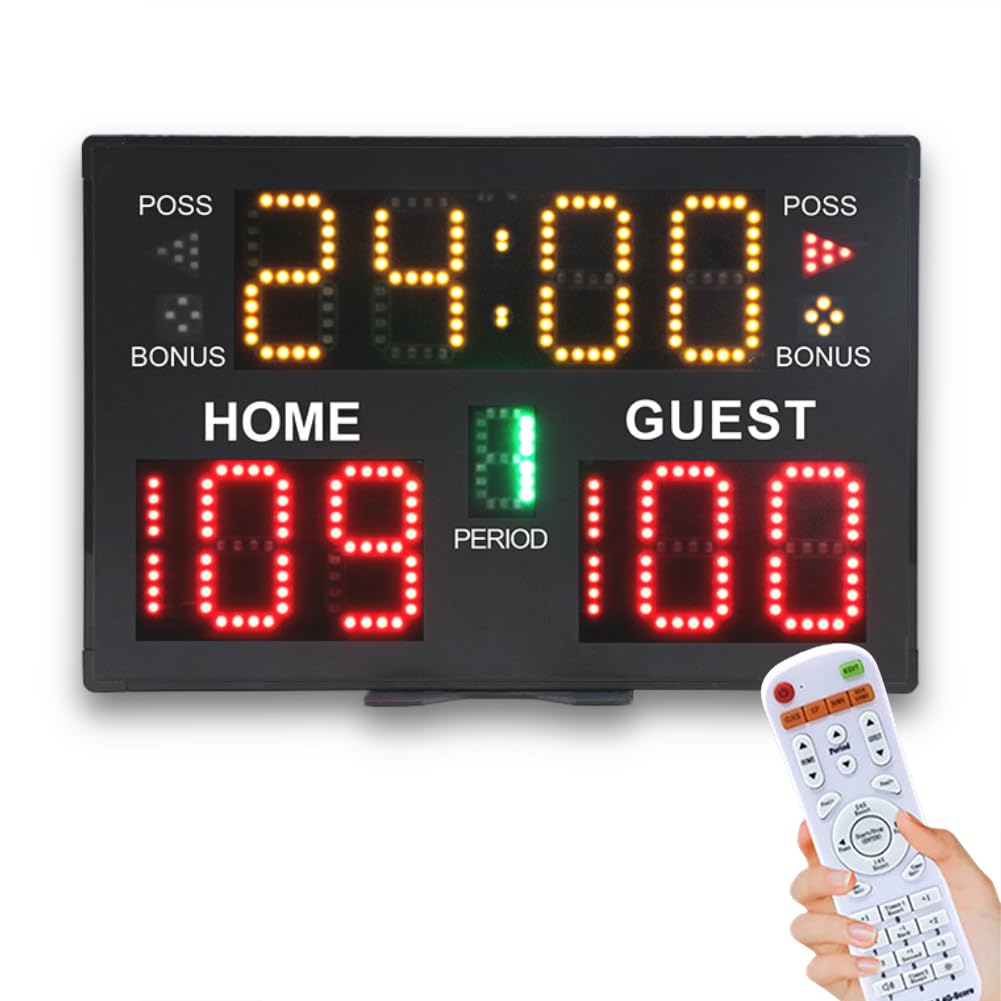LED Tabletop Scoreboard with Buzzer & Remote - Portable Electronic Scoreboard for Hockey, Basketball & Indoor Sports | Perfect for Family Game Nights, Sports Bars & Home Entertainment