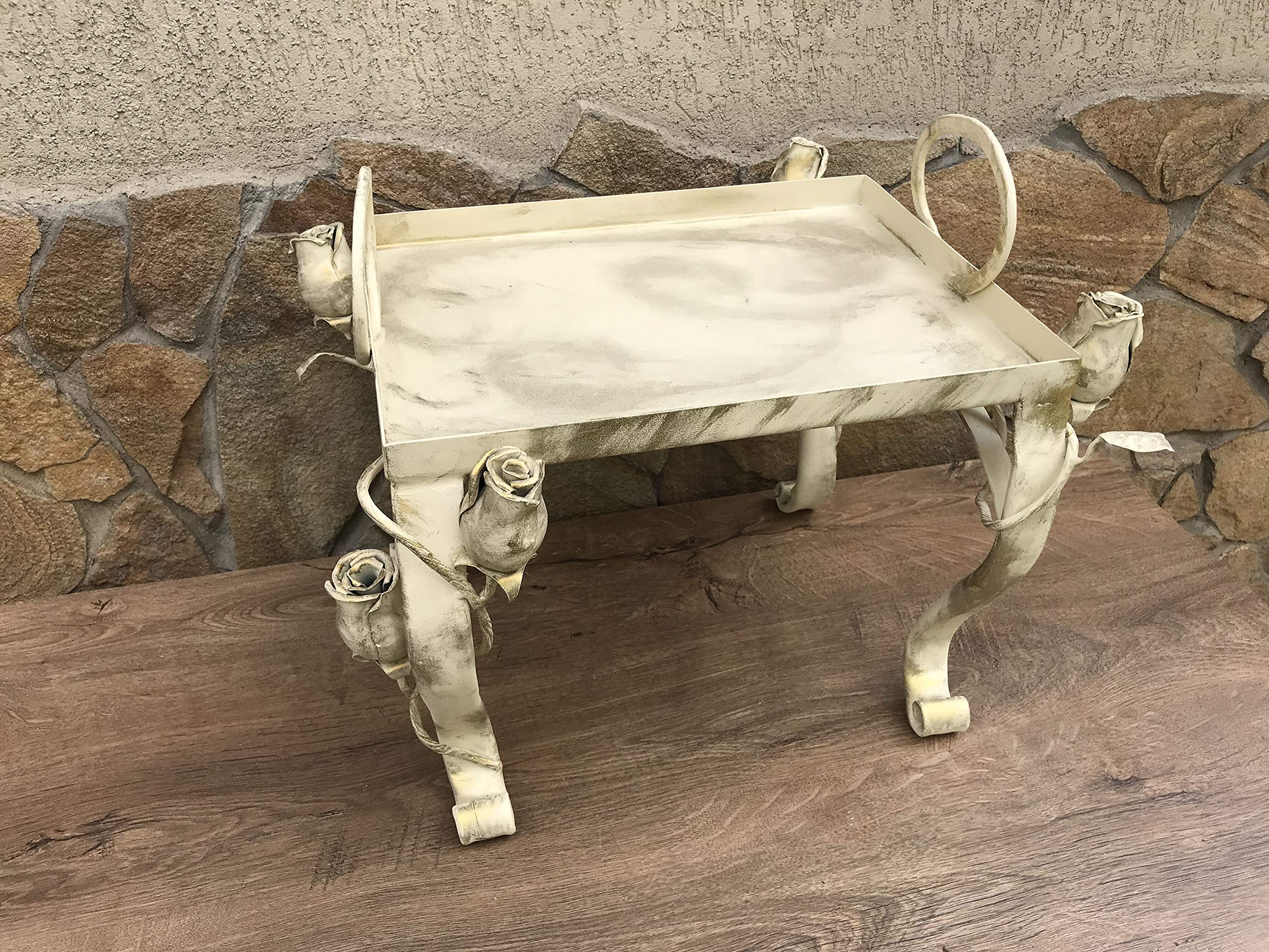 **Elegant Floral Iron Breakfast in Bed Tray - Romantic Anniversary Gift for Her - Perfect for Serving Coffee, Tea, or Meals in Bed - Ideal for Mother's Day, Valentine's Day & Special Occasions**