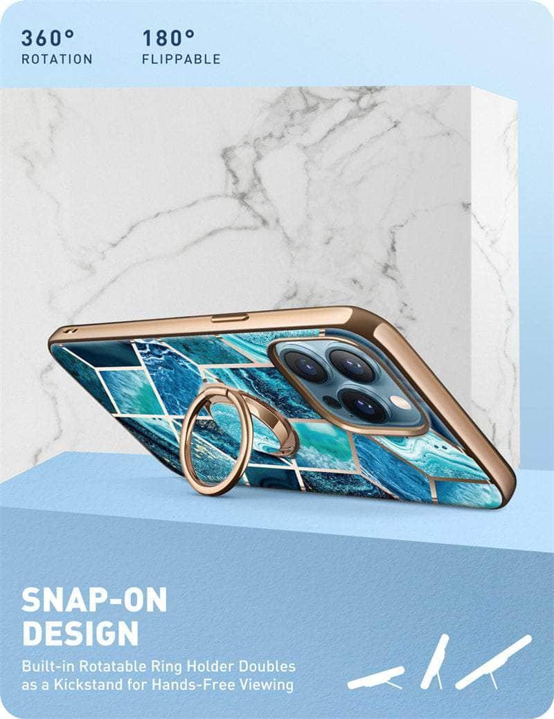 iPhone 13 Pro Max Case with Ring Holder - BLASON Cosmo Snap Marble Design | Slim Protective Cover for Women & Men | Perfect for Work, Travel & Everyday Use