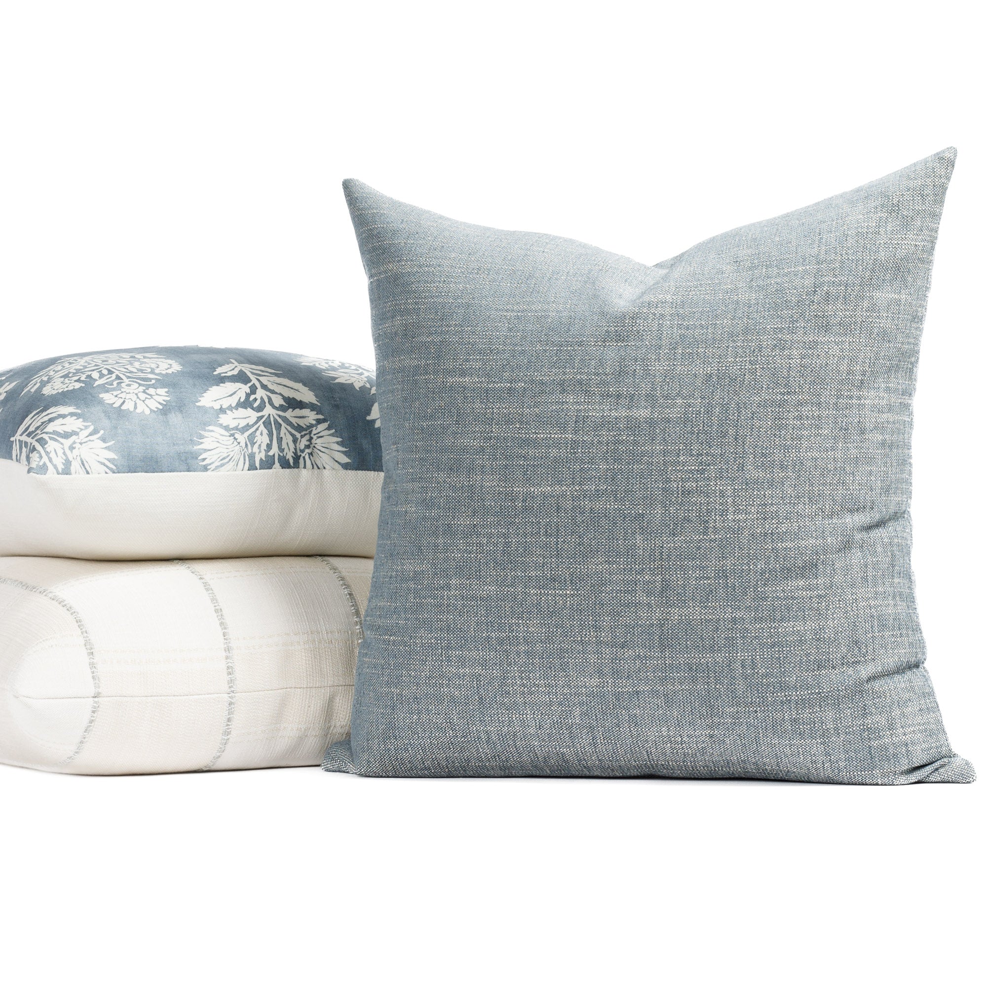 Perry 22x22 Inch Decorative Throw Pillow Cover - Soft Chambray Fabric for Couch, Bed, and Home Decor - Perfect for Living Room, Bedroom, and Dorm Styling