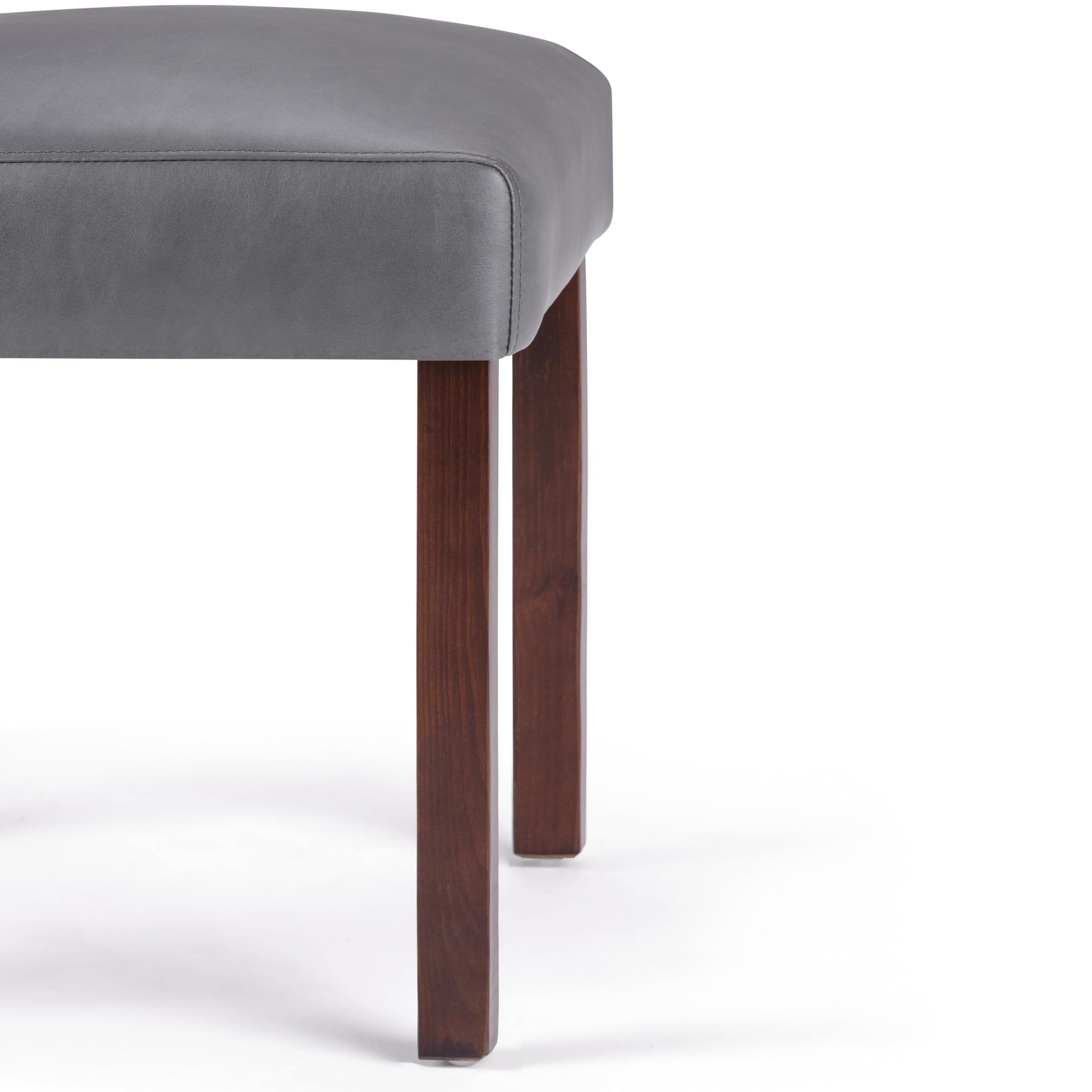 SIMPLIHOME Ashford Parson Dining Chair Set - 2 Pack Solid Wood Vegan Leather Upholstered High Back Chairs in Stone Grey (23