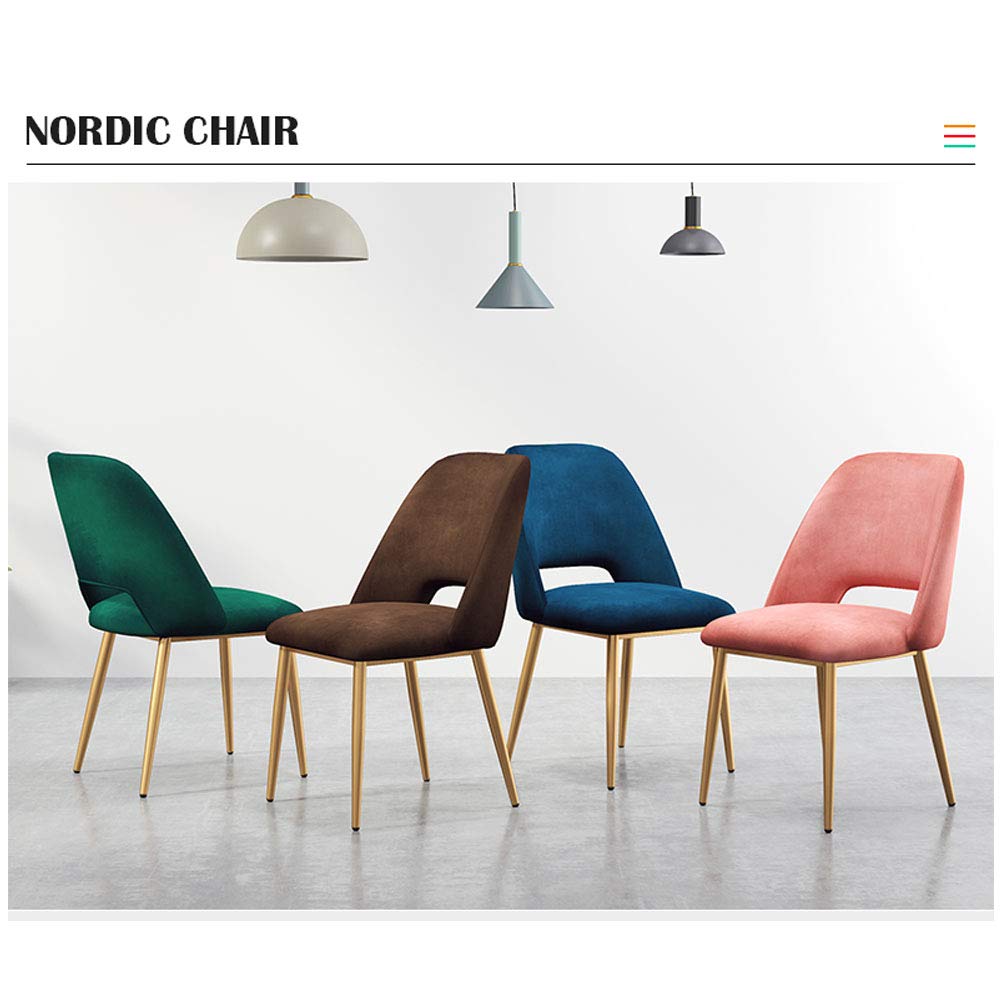 Nordic Dining Chair - Comfortable Iron Side Chair with Flannelette Backrest & Upholstered Metal Legs for Coffee Shop, Living Room, Bedroom, Kitchen | Perfect for Relaxing, Dining and Entertaining
