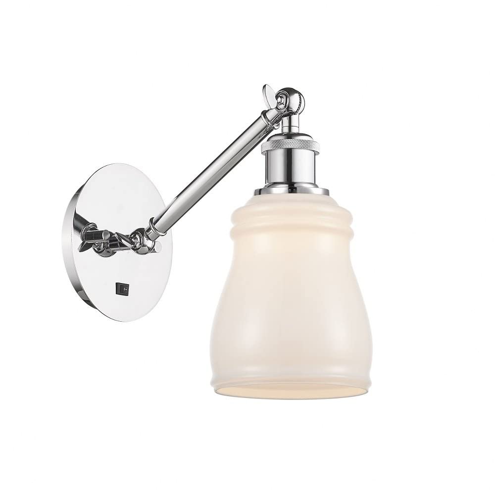 Industrial Style 1-Light Wall Sconce with White Glass Shade - 11.38