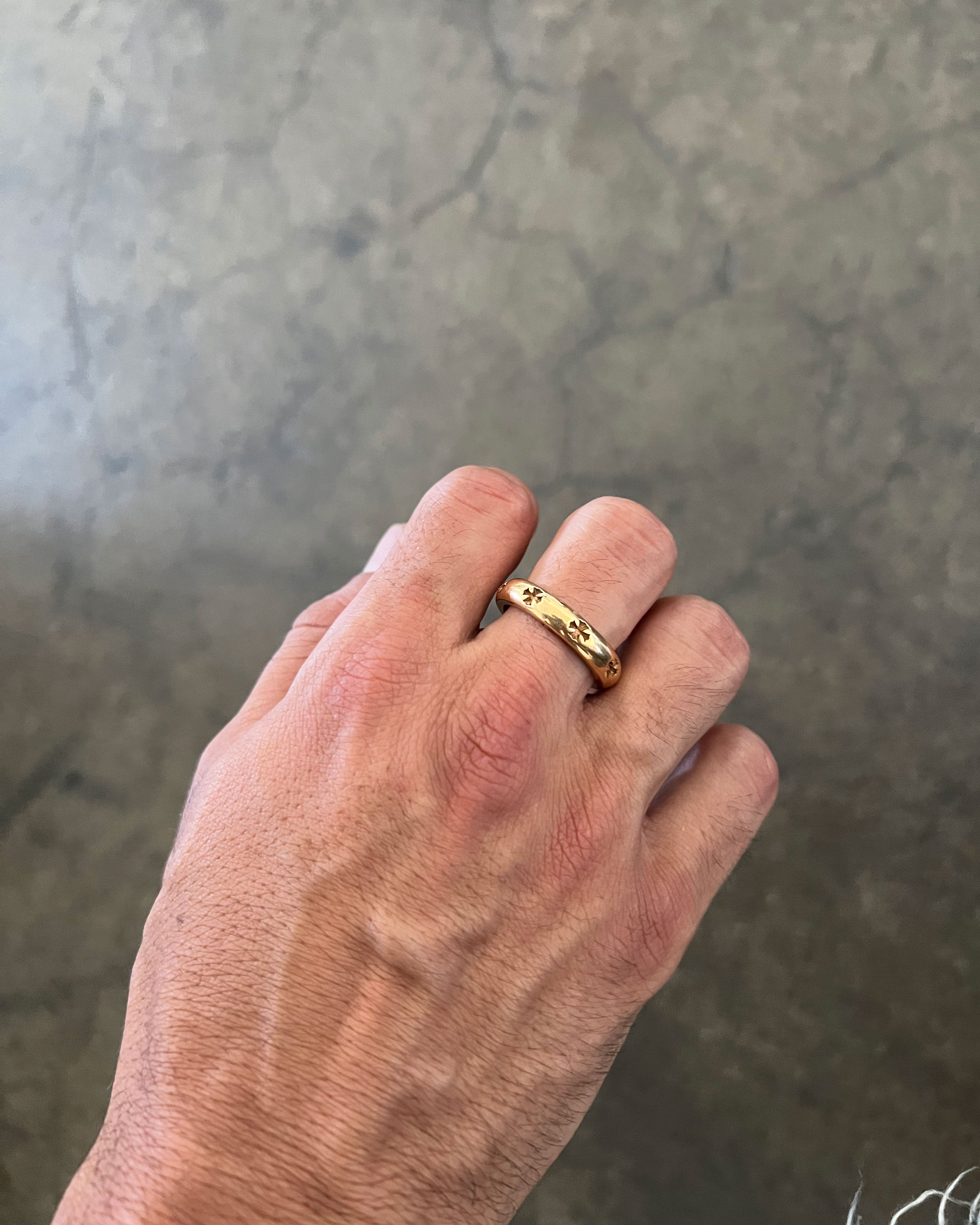 22K Gold Plated Cross Band Ring for Men & Women - Religious Jewelry Gift for Baptism, Confirmation, Wedding & Everyday Wear