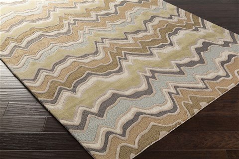 Hand-Tufted Modern Abstract Area Rug 5x8 Feet - Neutral Tan & Beige Linear Design for Living Room, Bedroom & Office Decor | Surya Classics Collection