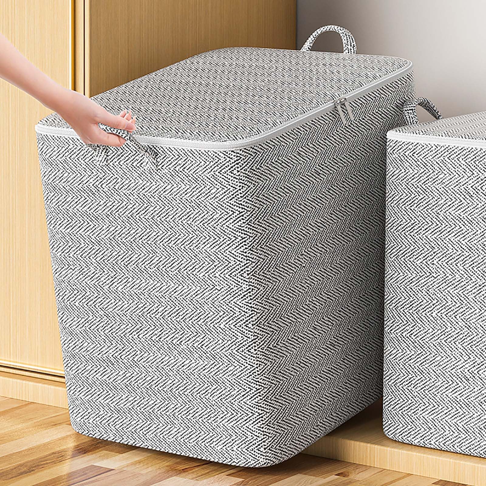 Portable Non-Woven Clothes Storage Bags - Foldable Wardrobe Organizer with Durable Carry Handles for Clothes, Quilts & Home Organization | Space-Saving Closet Storage Solution for Travel, Seasonal Clothes & Small Spaces