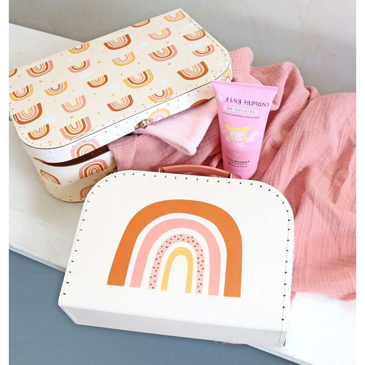A Little Lovely Company Rainbow Suitcase Set - Durable Kids Luggage for Travel, School & Sleepovers | Stylish Carry-On & Check-In Bags for Girls & Boys