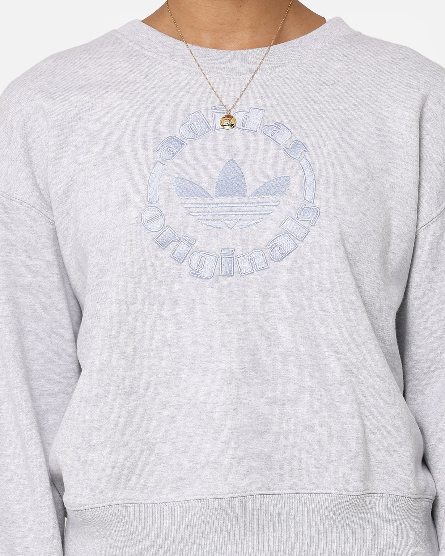 Adidas Women's Light Grey Fleece Sweatshirt - Soft Casual Pullover for Gym, Running & Everyday Wear