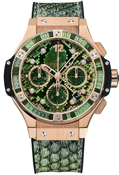 Hublot Big Bang Chronograph Boa Bang 18K Rose Gold Diamond Watch with Tsavorites & Green Sapphires - Luxury Unisex Timepiece for Men & Women | Perfect for Gifts, Special Occasions & High-End Fashion