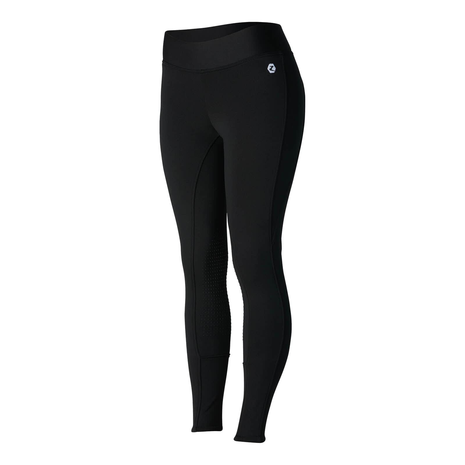 HORZE Active Women's Winter Fleece-Lined Silicone Knee Patch Equestrian Riding Tights - Warm & Comfortable Horseback Riding Pants for Cold Weather Training & Competitions