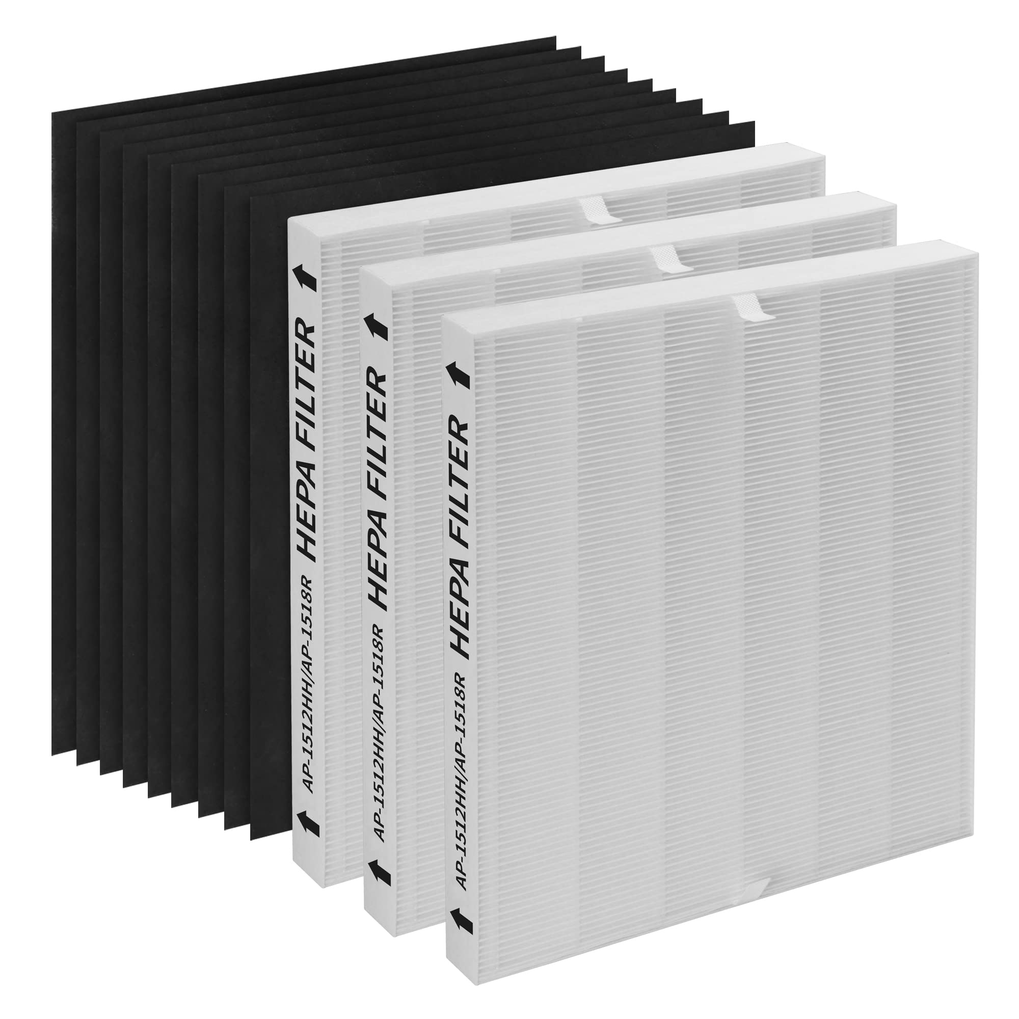 3-Pack AP-1512HH True HEPA Replacement Filters for Coway AP-1512HH Mighty Air Purifier - Includes 9 Extra Carbon Filters - Improves Indoor Air Quality for Allergy & Asthma Relief - Perfect for Home, Office & Bedroom Use